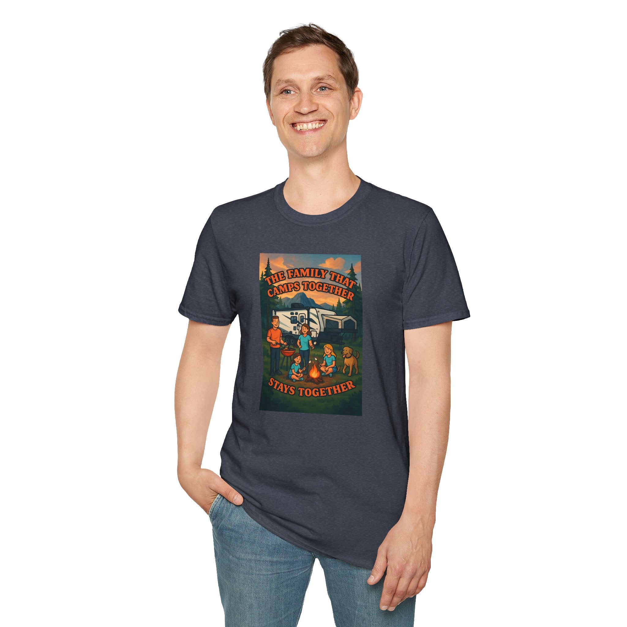 Family Camping Unisex T-Shirt - "The Family That Camps Together Stays Together"