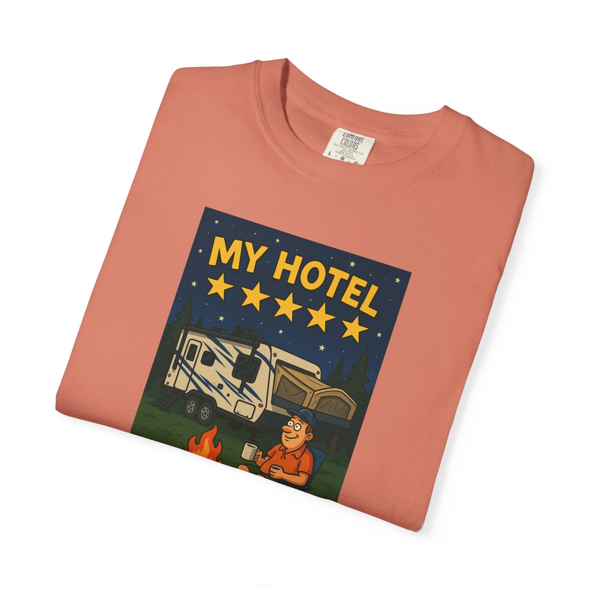 My Hotel Five Stars Unisex Garment-Dyed T-Shirt - Perfect for Campers and Travelers