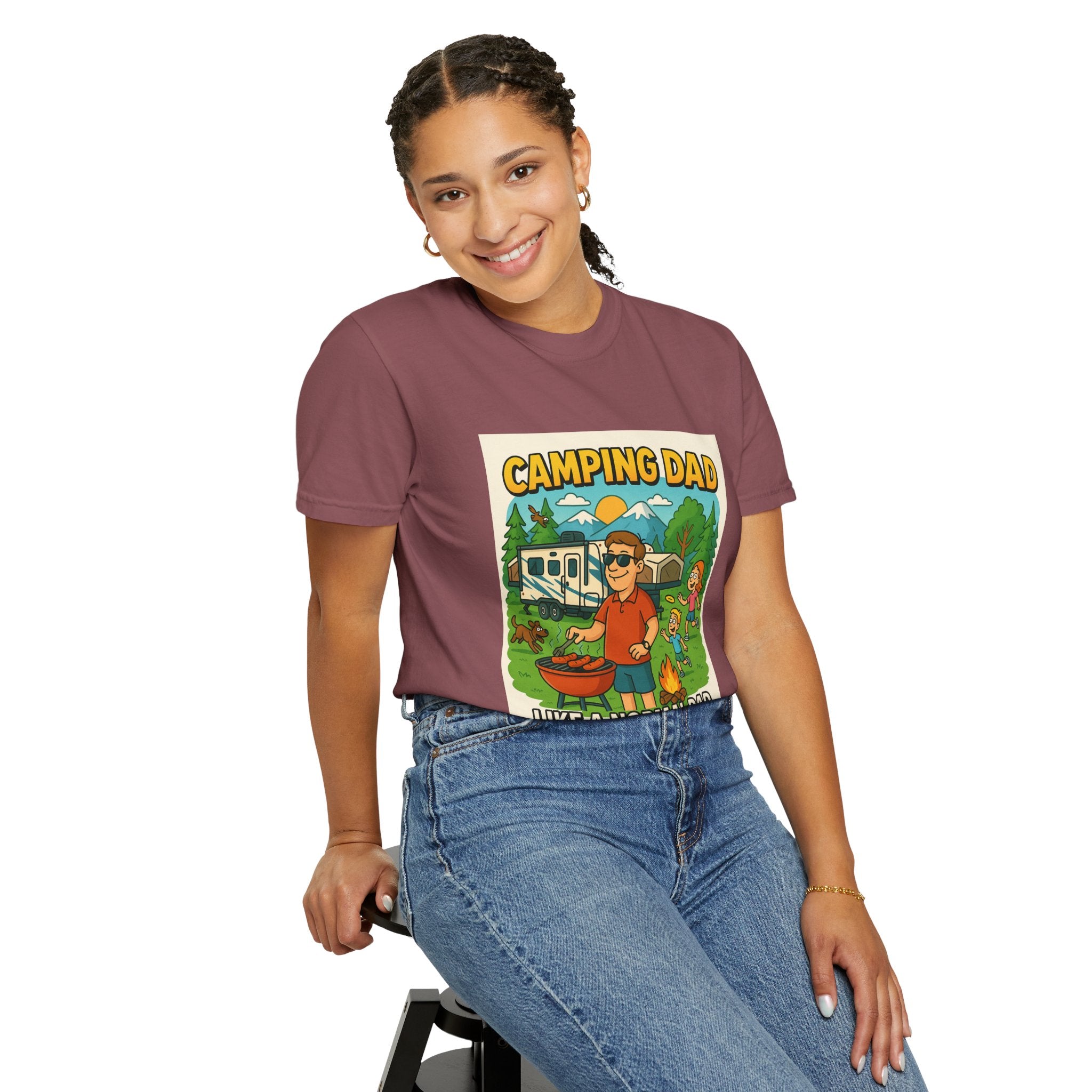 Camping Dad Unisex Garment-Dyed T-Shirt - Perfect for Family Outdoor Adventures