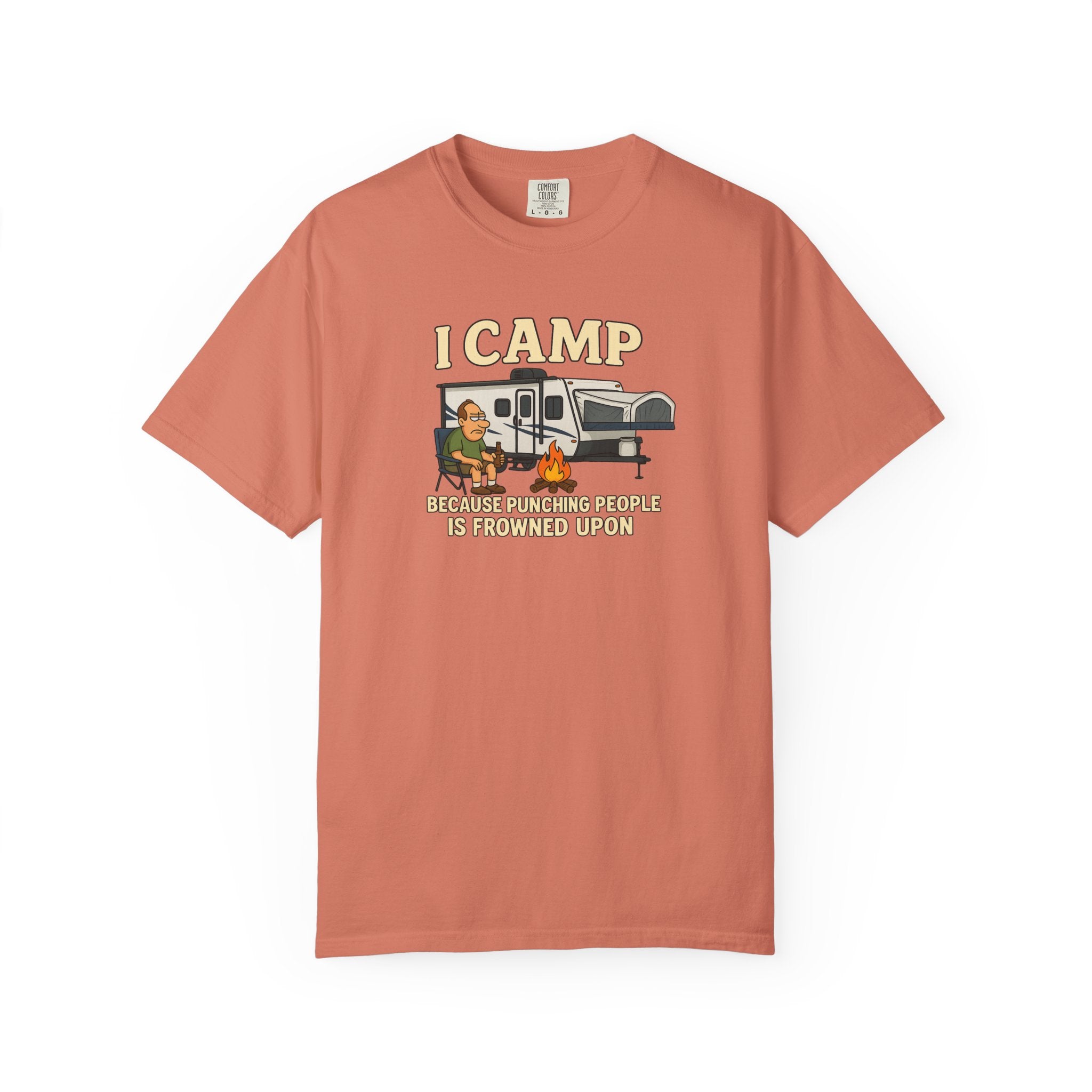 Funny Unisex Camp T-Shirt - I Camp Because Punching People is Frowned Upon