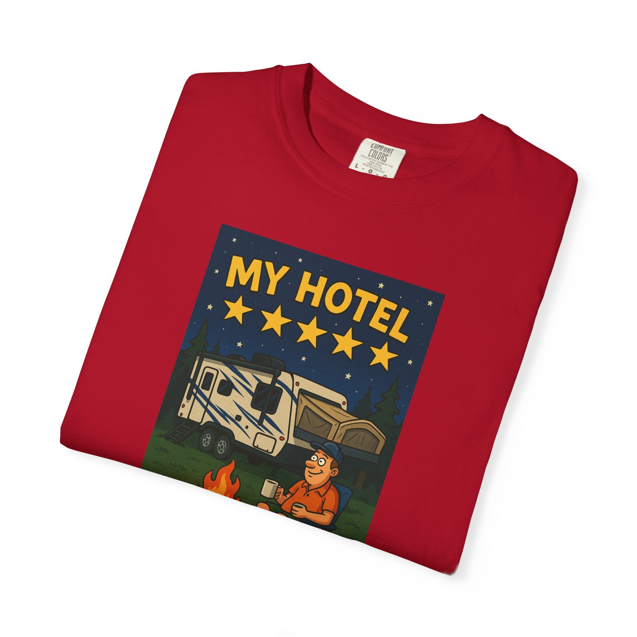 My Hotel Five Stars Unisex Garment-Dyed T-Shirt - Perfect for Campers and Travelers