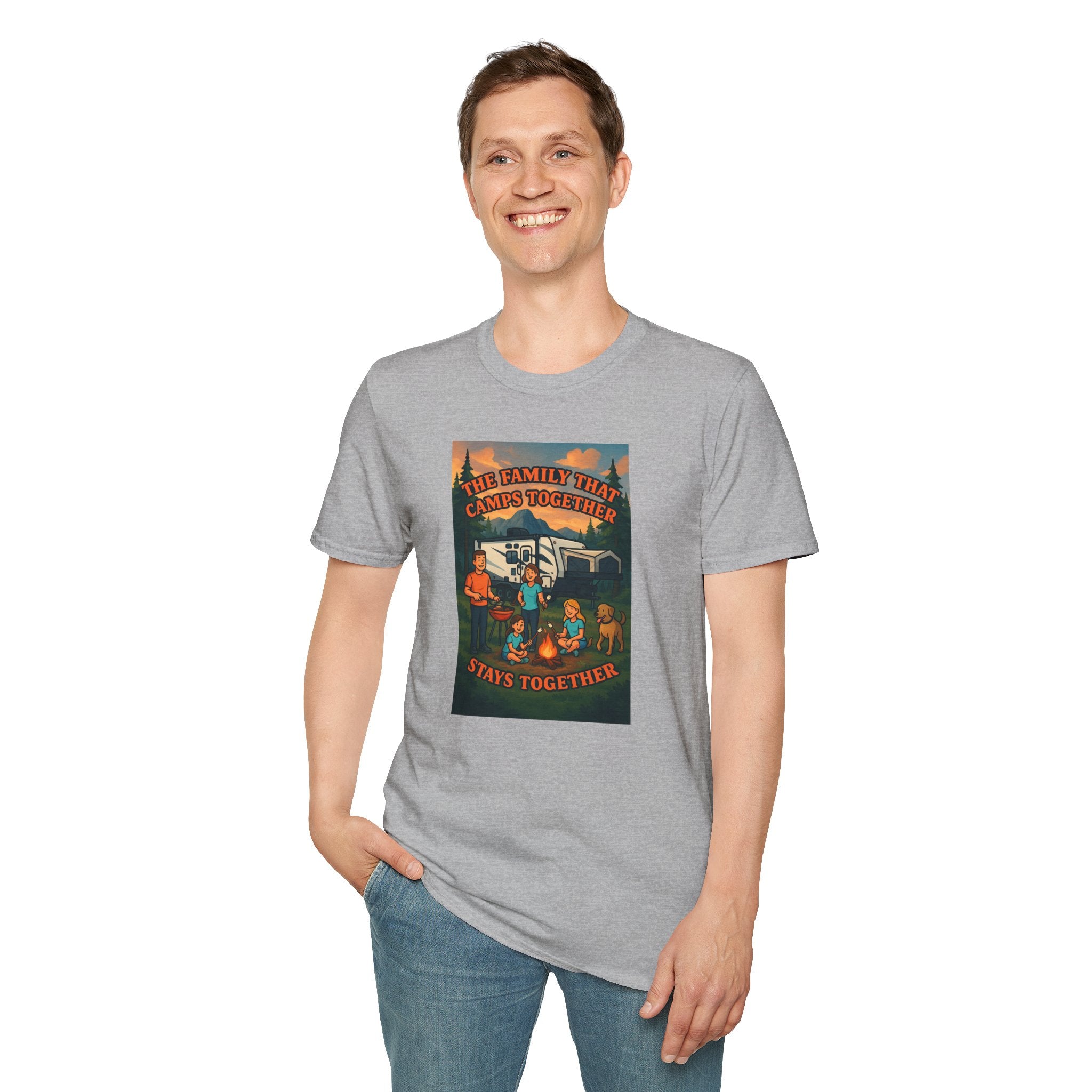 Family Camping Unisex T-Shirt - "The Family That Camps Together Stays Together"