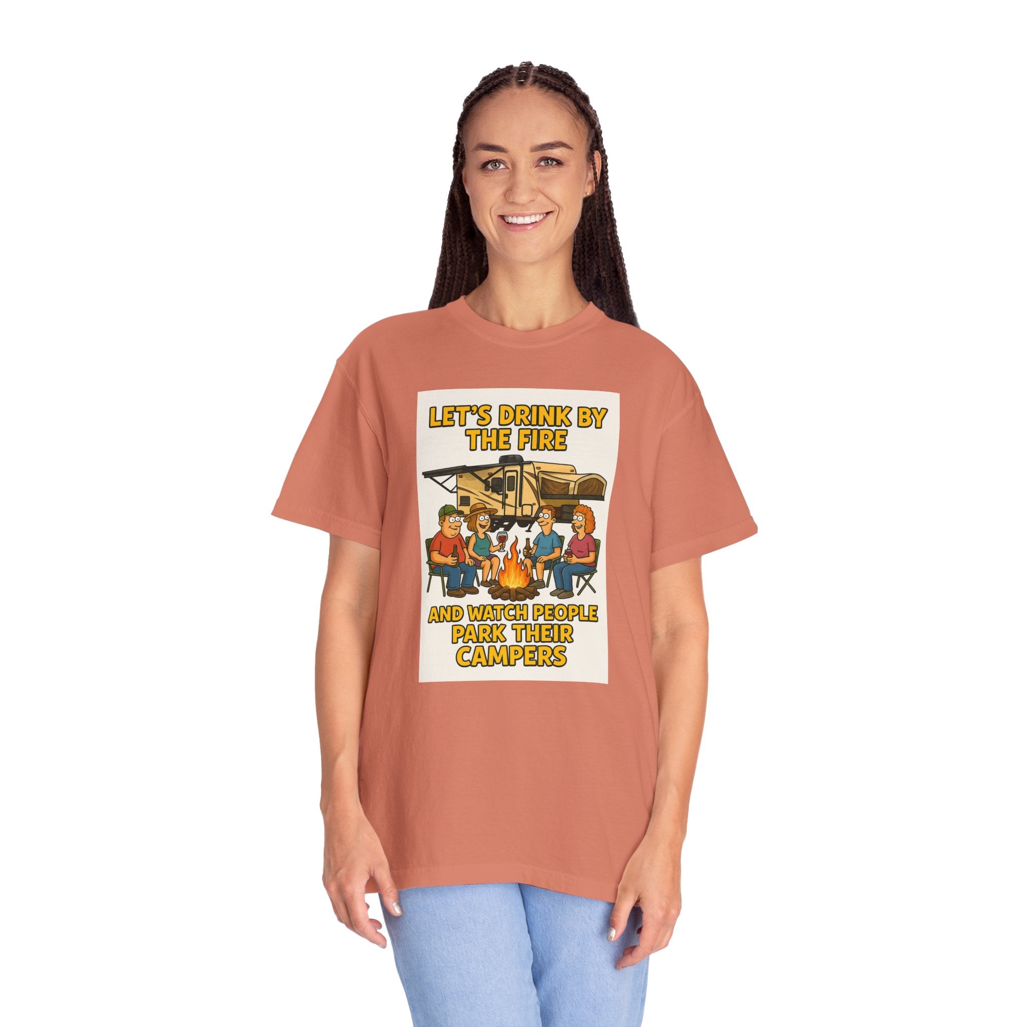 Campfire Vibes Unisex T-Shirt - "Let's Drink By The Fire and Watch People Park Their Campers"
