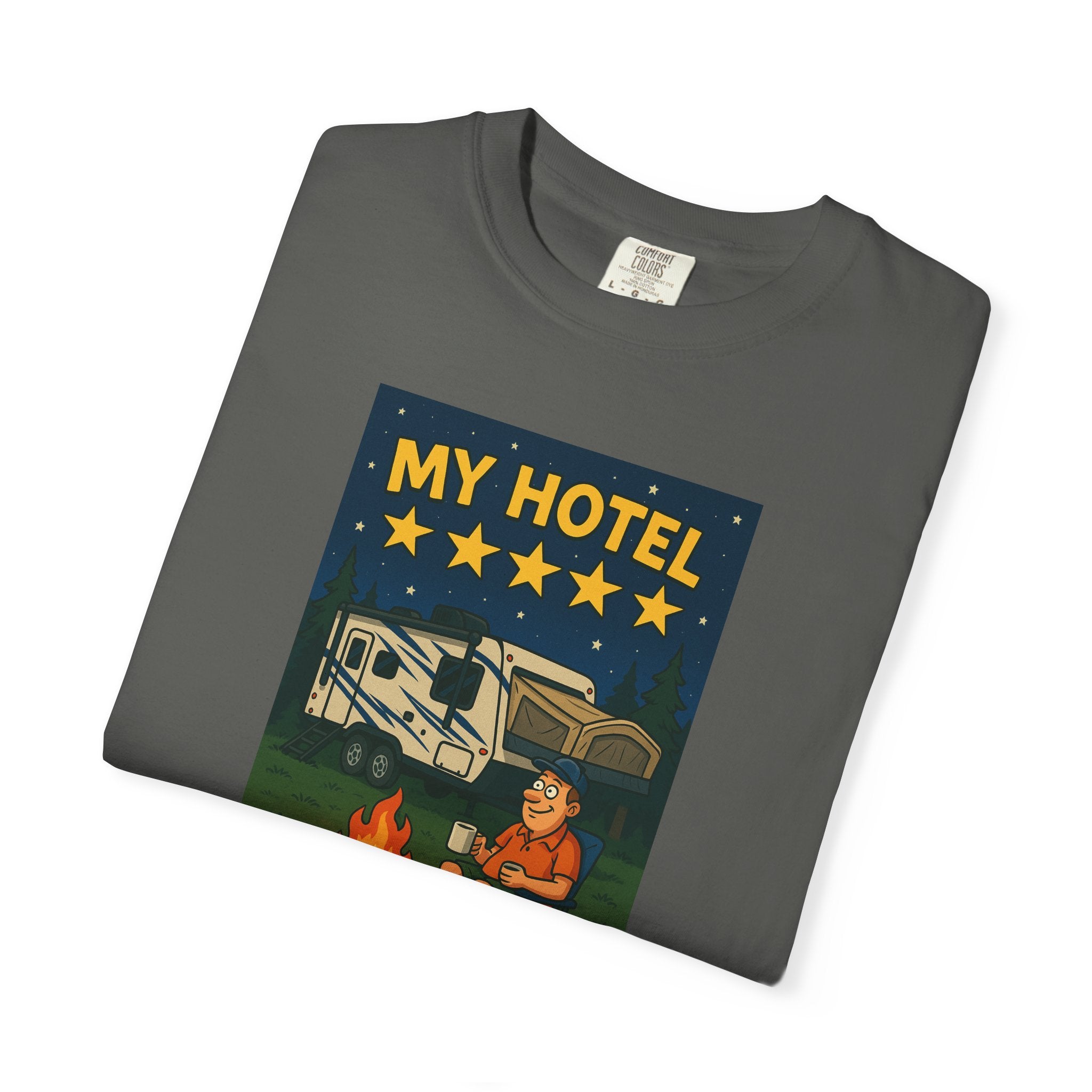 My Hotel Five Stars Unisex Garment-Dyed T-Shirt - Perfect for Campers and Travelers
