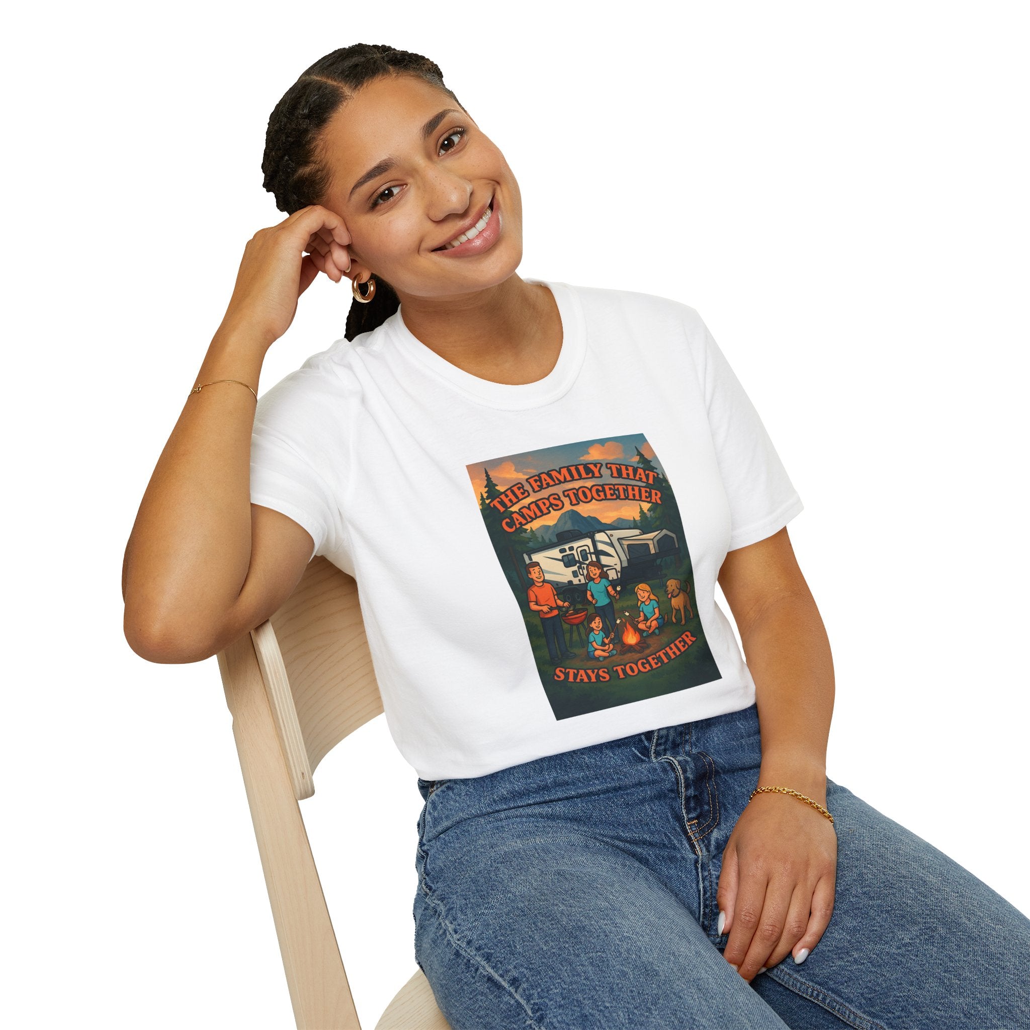 Family Camping Unisex T-Shirt - "The Family That Camps Together Stays Together"