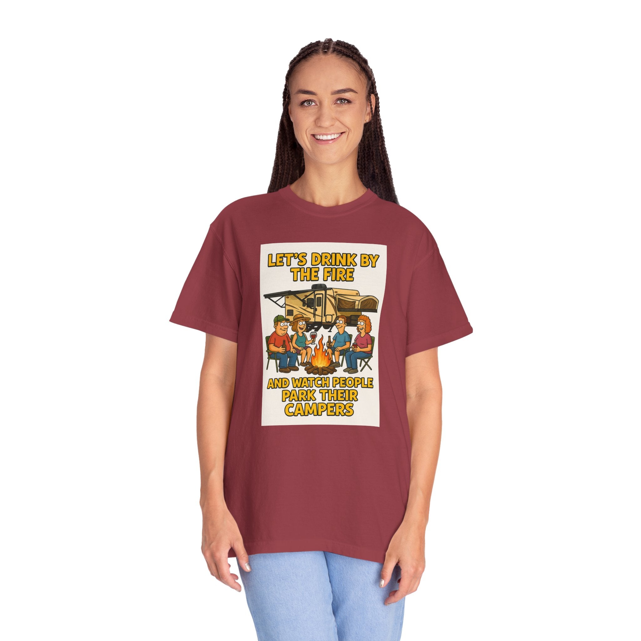 Campfire Vibes Unisex T-Shirt - "Let's Drink By The Fire and Watch People Park Their Campers"