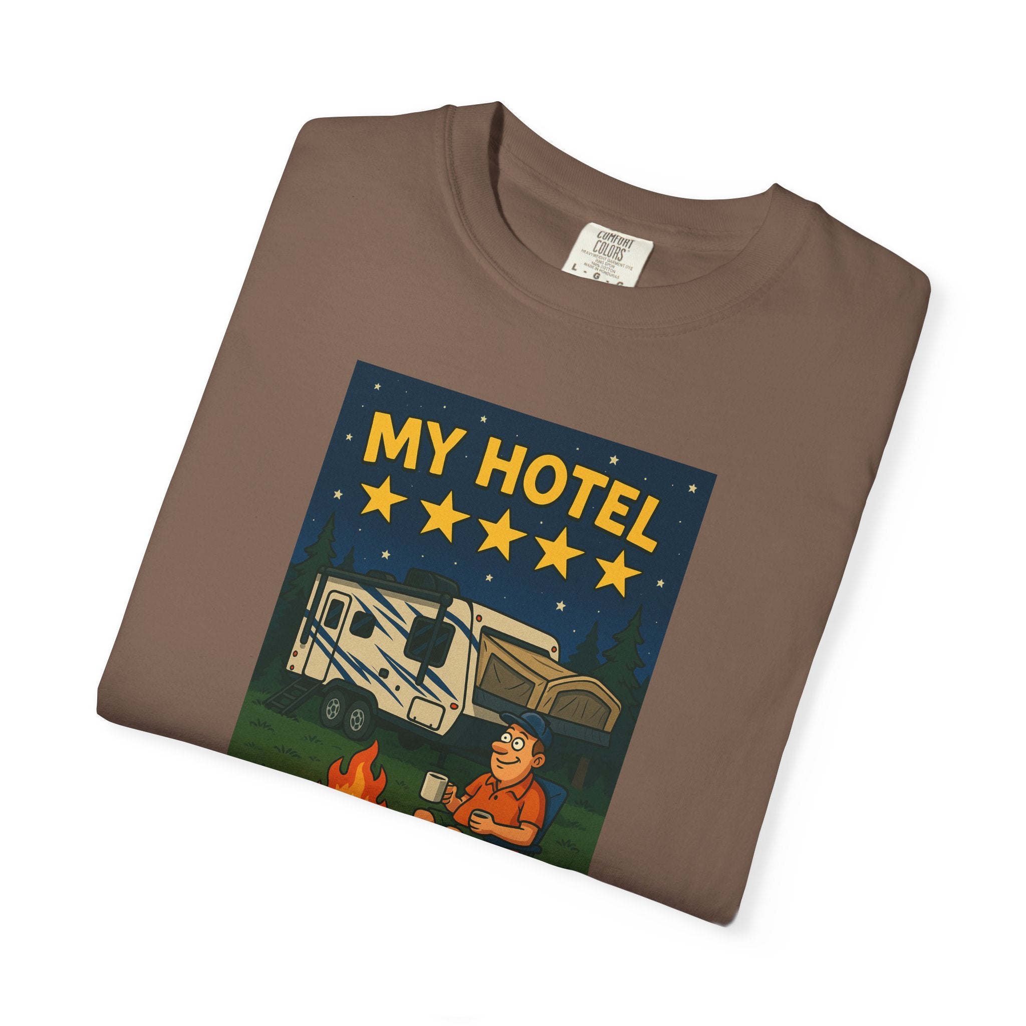 My Hotel Five Stars Unisex Garment-Dyed T-Shirt - Perfect for Campers and Travelers