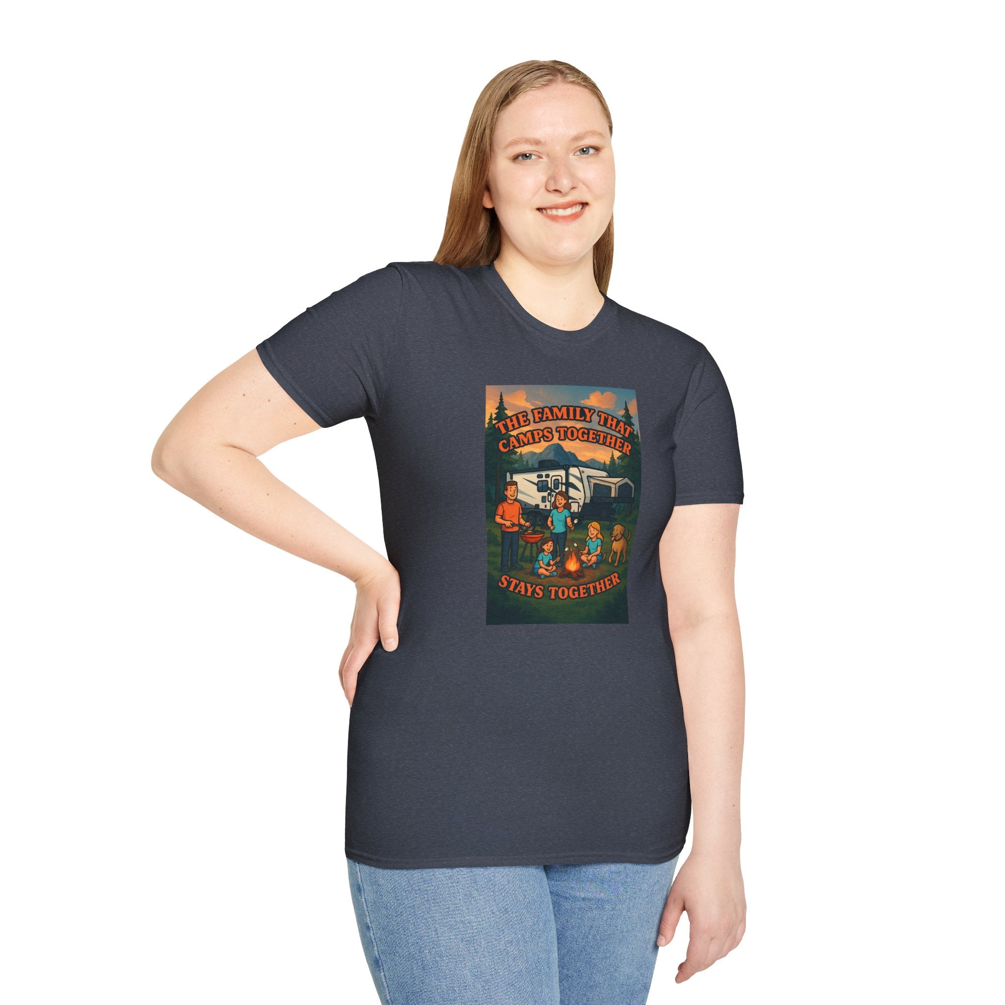Family Camping Unisex T-Shirt - "The Family That Camps Together Stays Together"