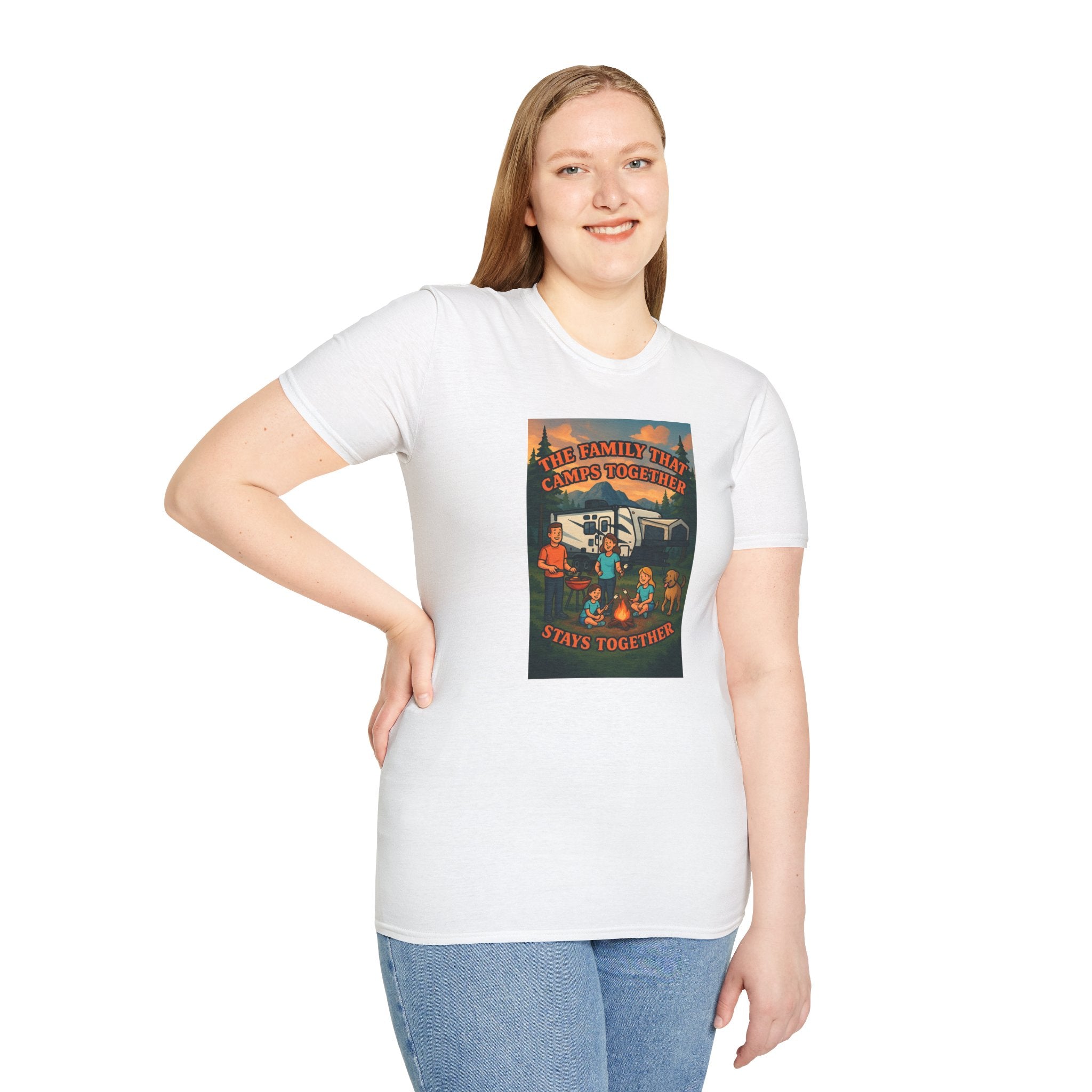 Family Camping Unisex T-Shirt - "The Family That Camps Together Stays Together"