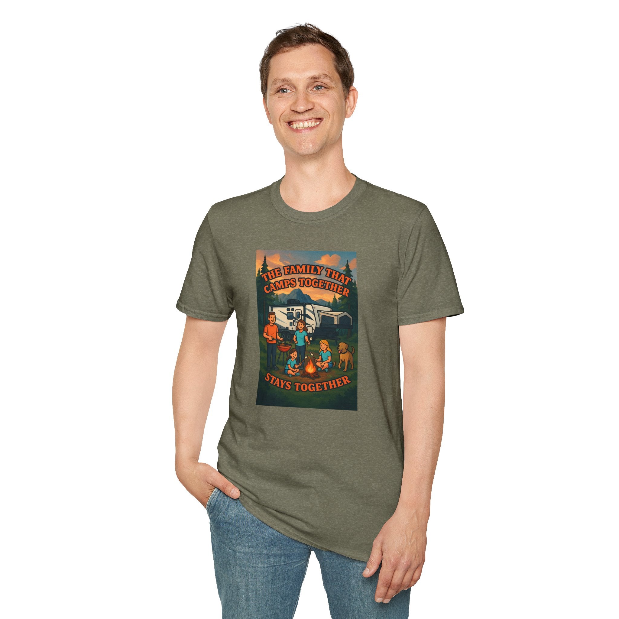 Family Camping Unisex T-Shirt - "The Family That Camps Together Stays Together"
