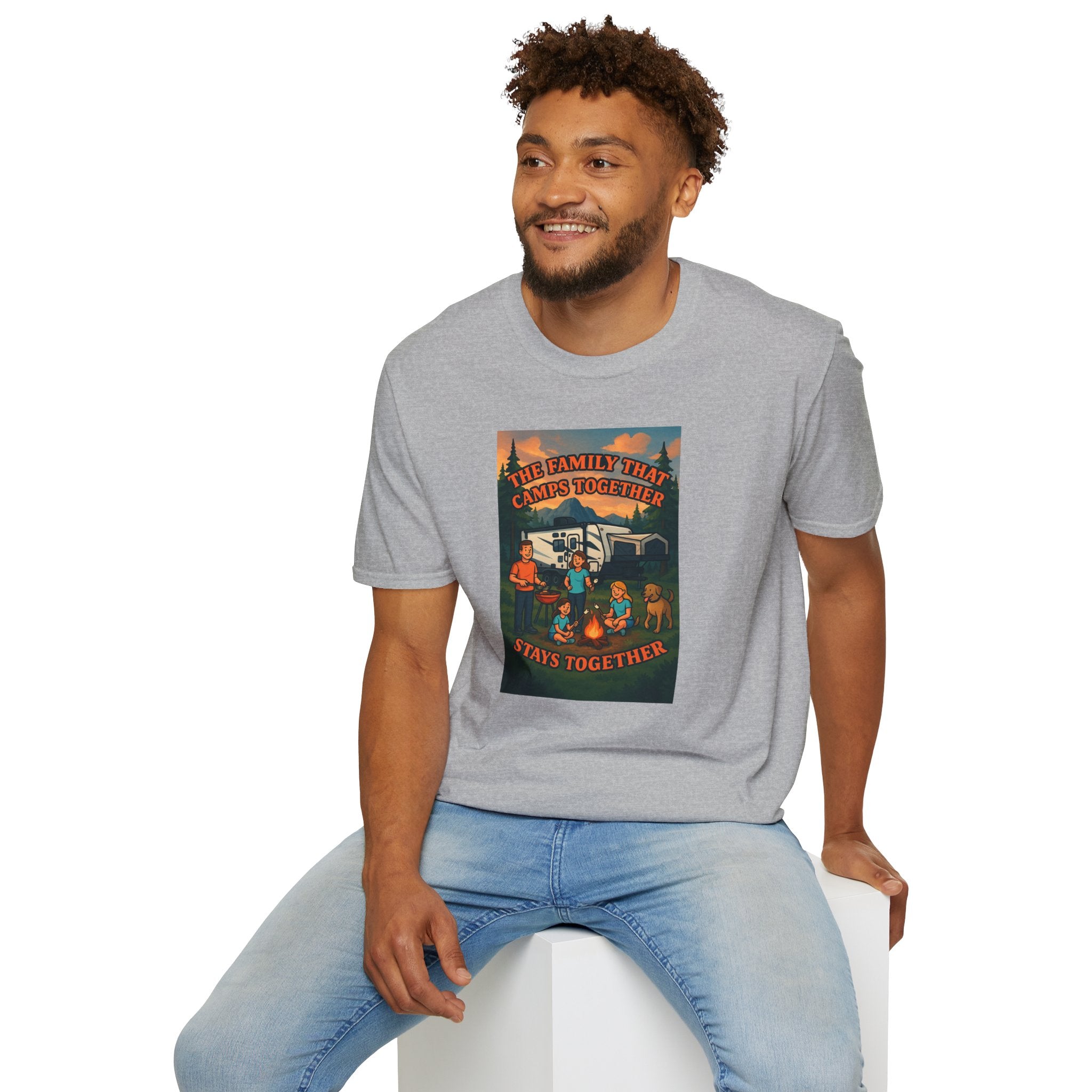 Family Camping Unisex T-Shirt - "The Family That Camps Together Stays Together"