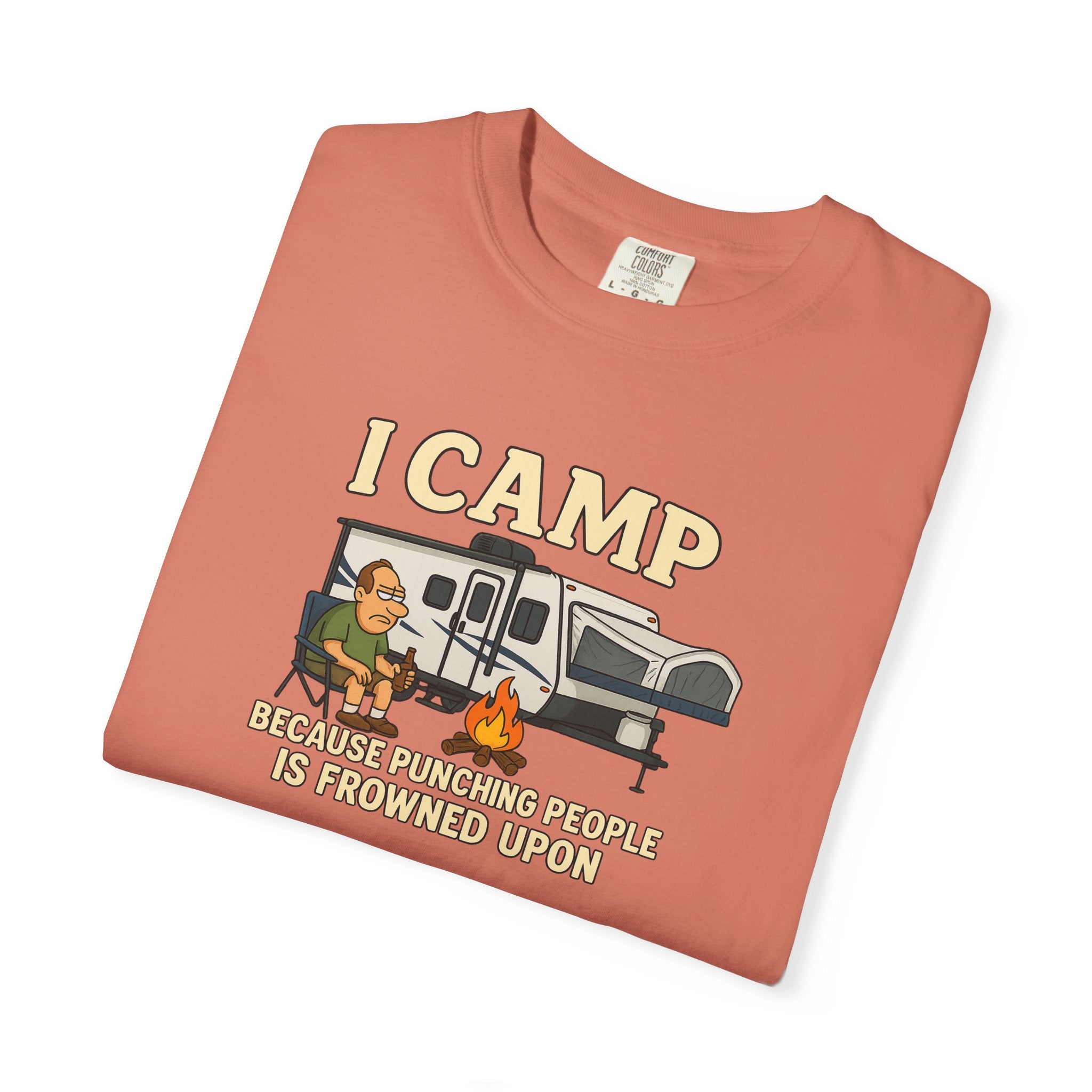 Funny Unisex Camp T-Shirt - I Camp Because Punching People is Frowned Upon