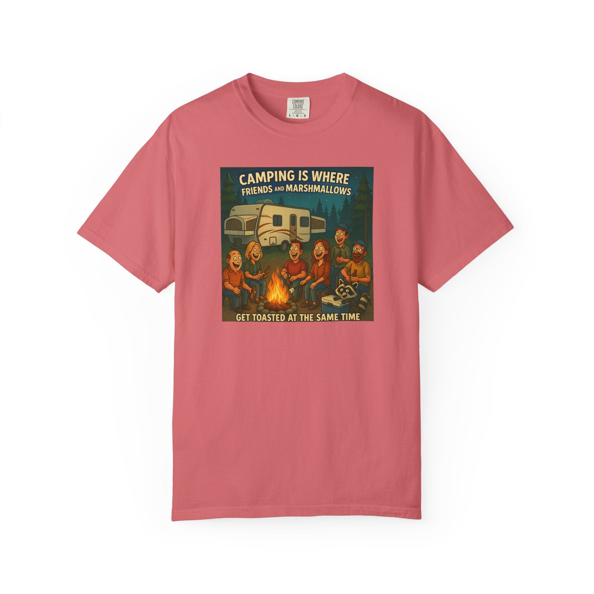 Camping T-Shirt: Get Toasted with Friends, Unisex Garment-Dyed Tee, Outdoor Adventure Shirt, Camping Gift, Summer BBQ Shirt, Family [...]