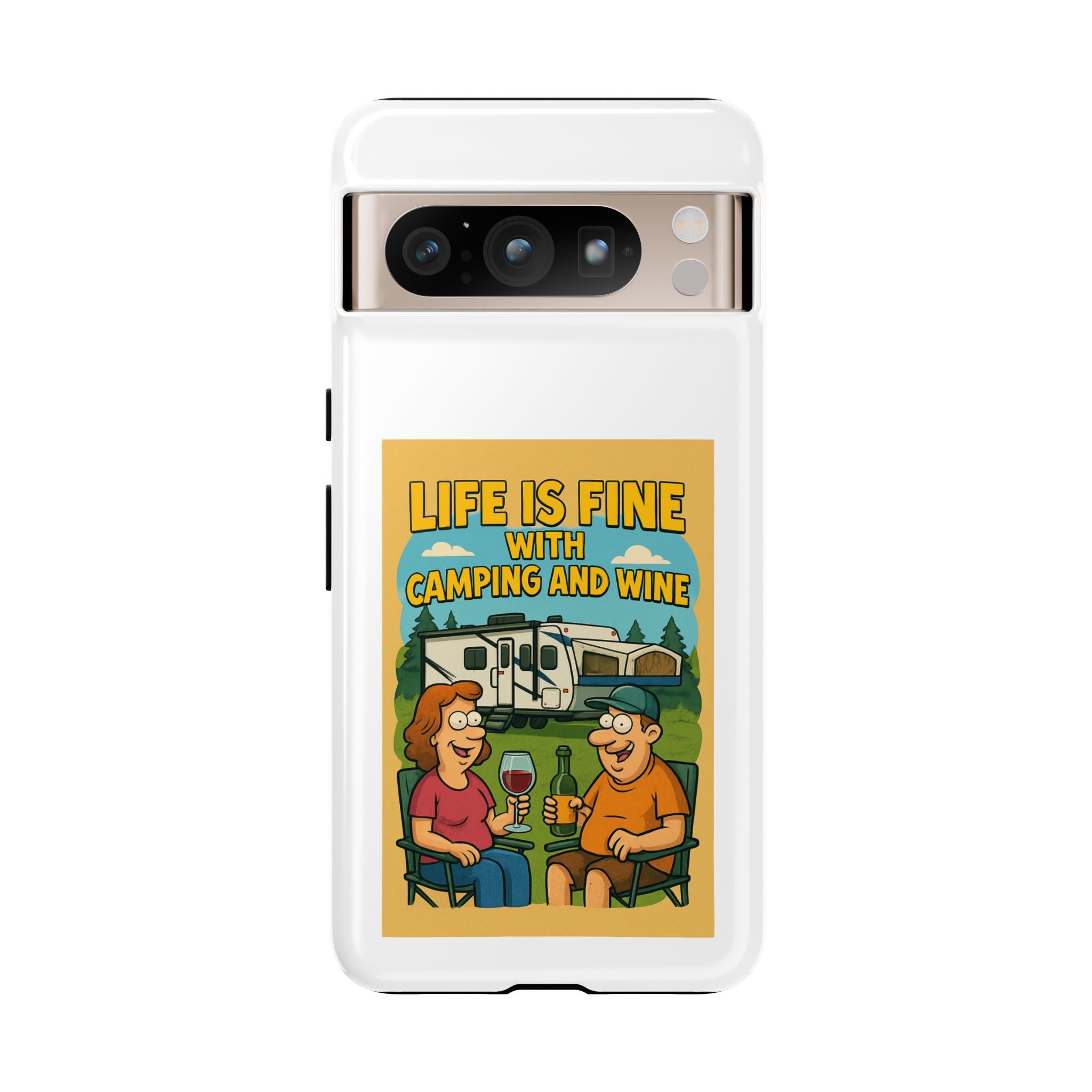 Camping & Wine Phone Case, Outdoor Adventure Accessory, Fun Gift for Campers, Summer Travel Essential, RV Lover Present