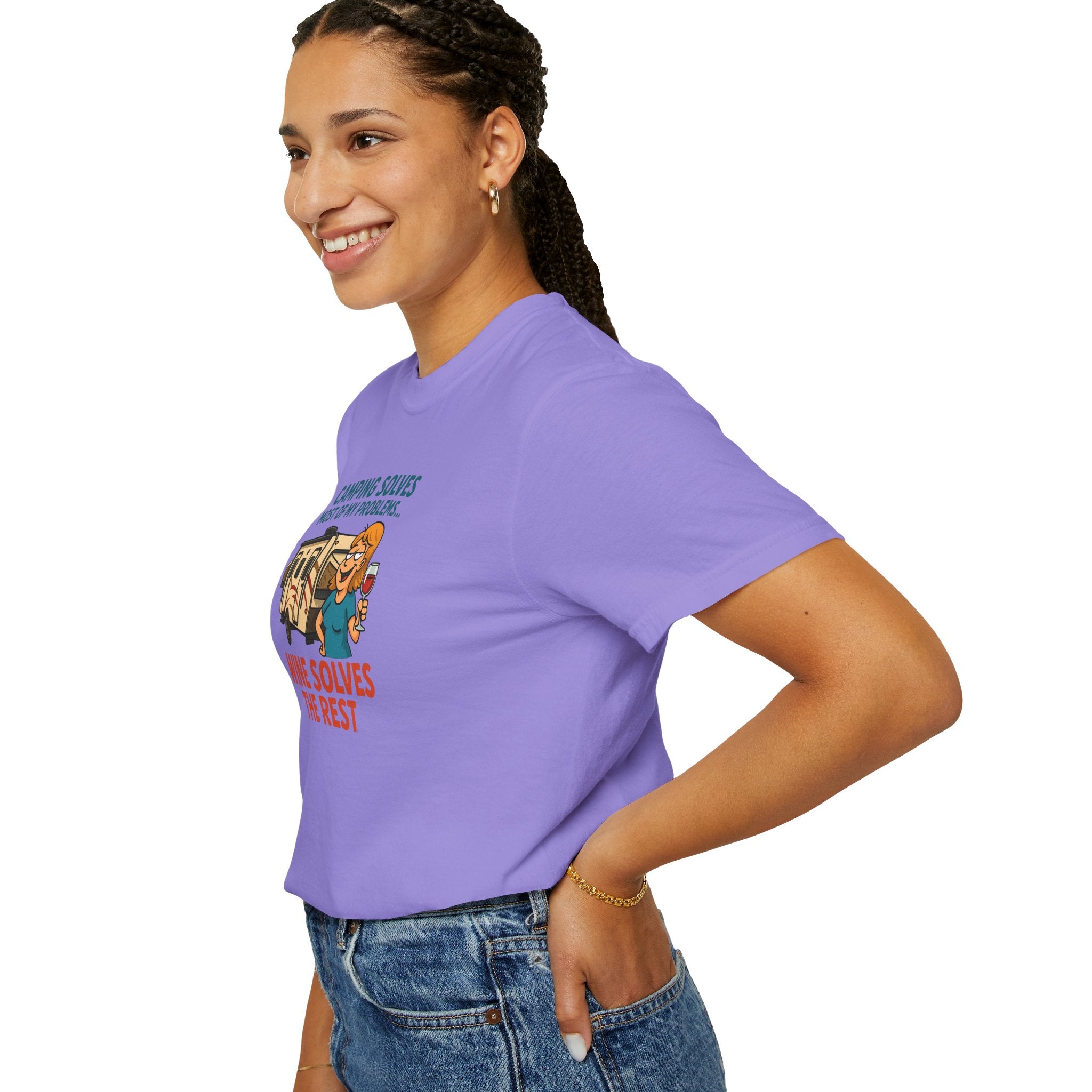 Camping & Wine Unisex T-Shirt, Relaxed Fit Tee, Perfect Gift for Campers, Wine Lovers, Outdoor Enthusiasts, Summer Celebrations