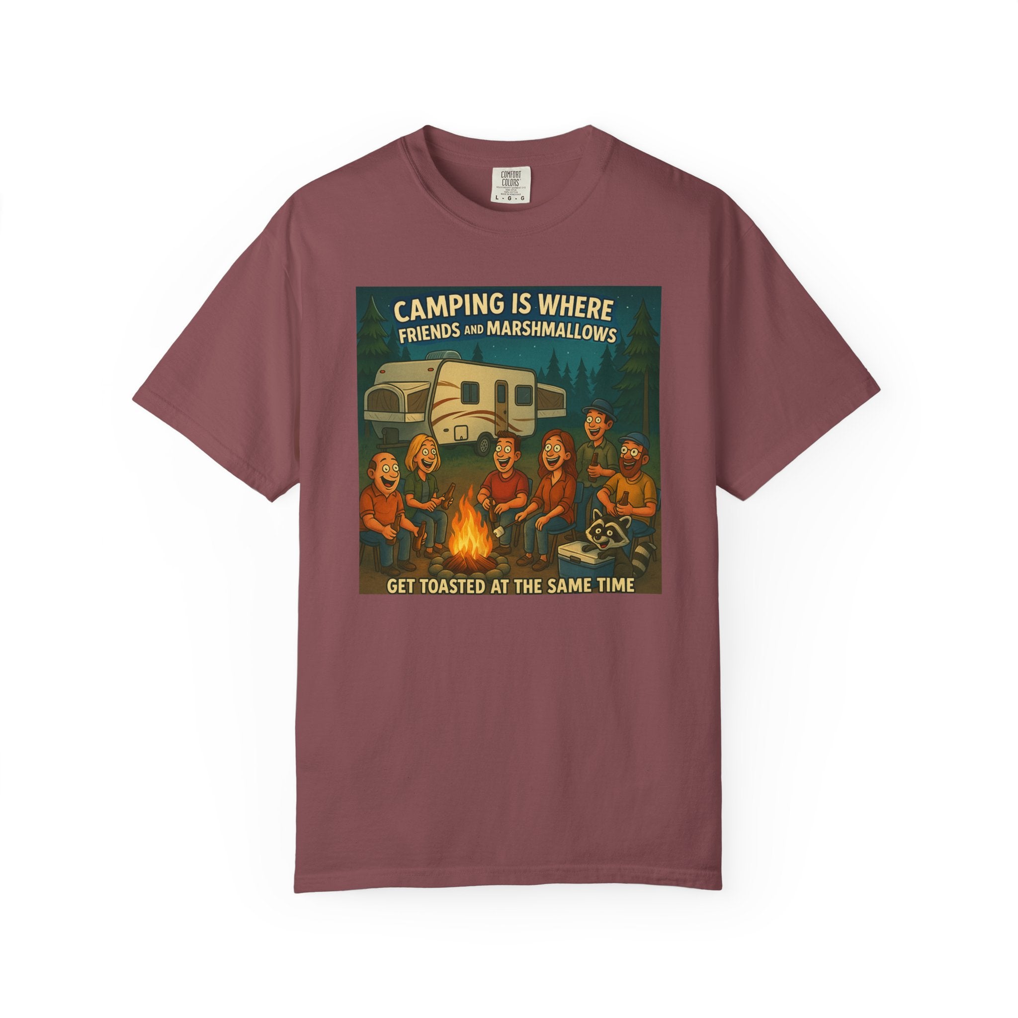 Camping Friends Unisex Heavy Cotton Tee - Get Toasted at the Same Time