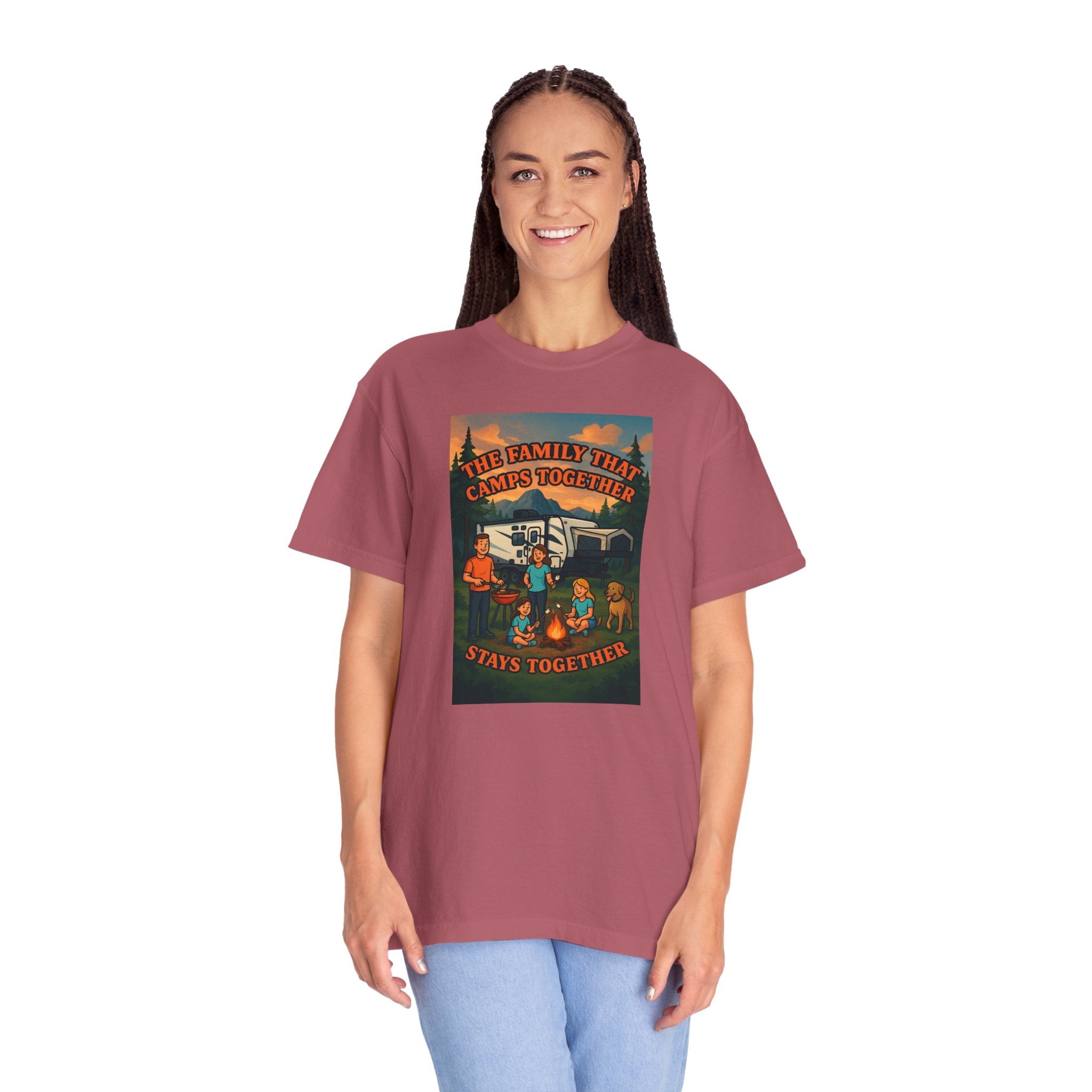 Family Camping T-shirt, Casual Outdoor Tee, Perfect for Family Gatherings, Summer Camp, Gift for Outdoor Lovers, Relaxed Fit Tee