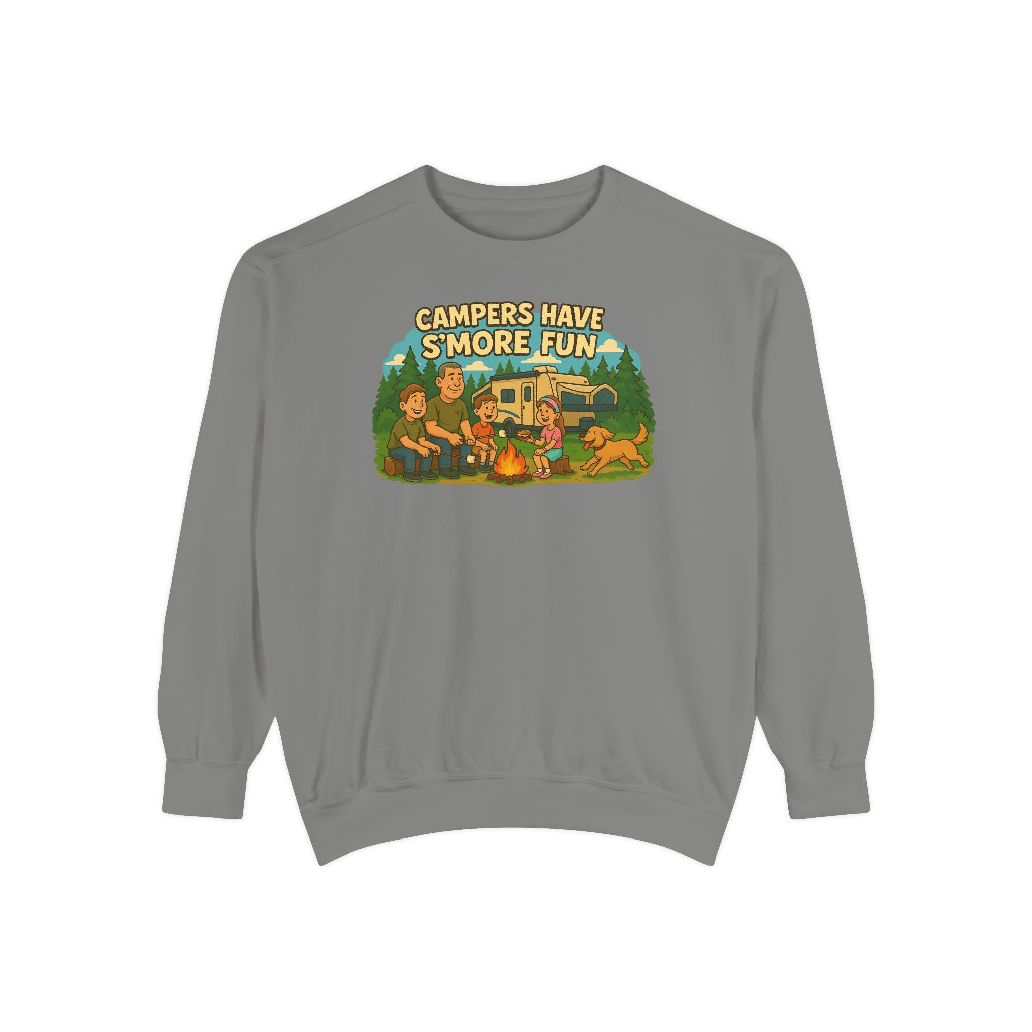 Camper Vibes Sweatshirt - Enjoy S'mores, Unisex Campfire Clothing, Perfect for Outdoor Adventures, Gift for Adventurers, Cozy Camping Attire