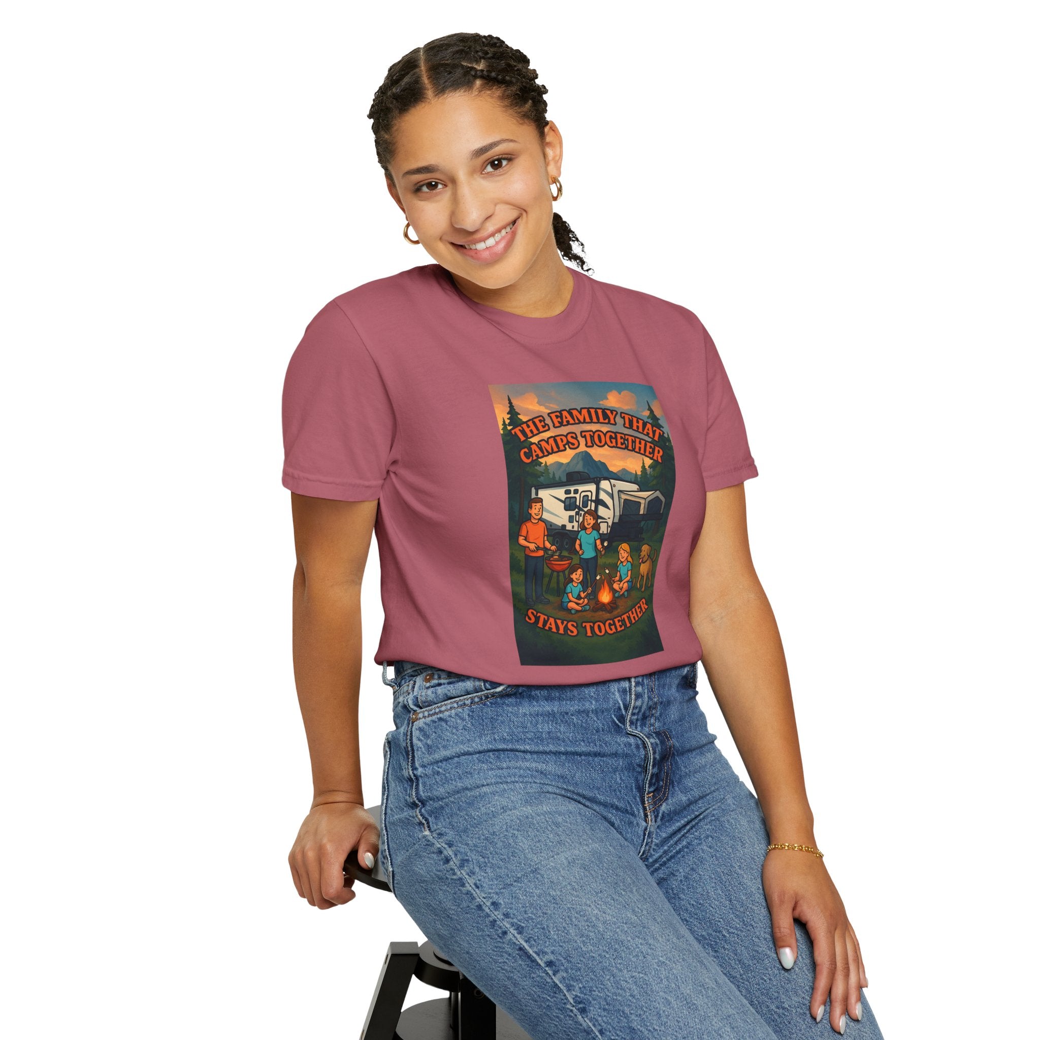 Family Camping T-shirt, Casual Outdoor Tee, Perfect for Family Gatherings, Summer Camp, Gift for Outdoor Lovers, Relaxed Fit Tee