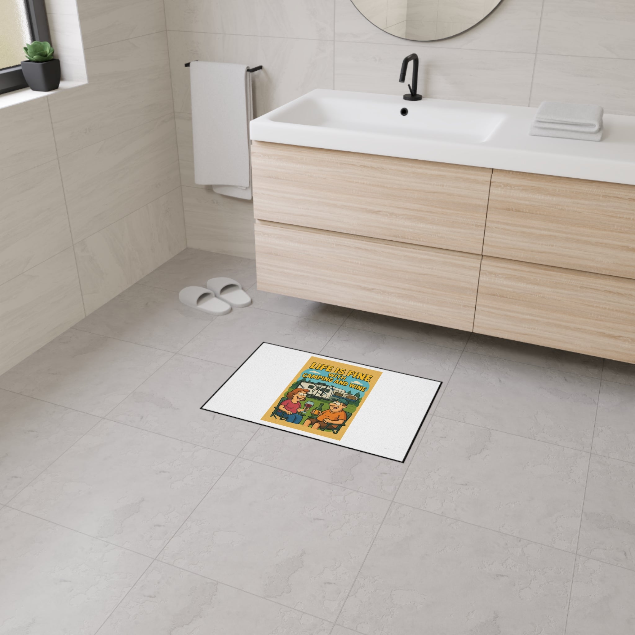 Campfire Vibes Floor Mat - Perfect for Outdoor Gatherings, RV Adventures, Gift for Camping Enthusiasts, Wine Lovers, Patio Decor