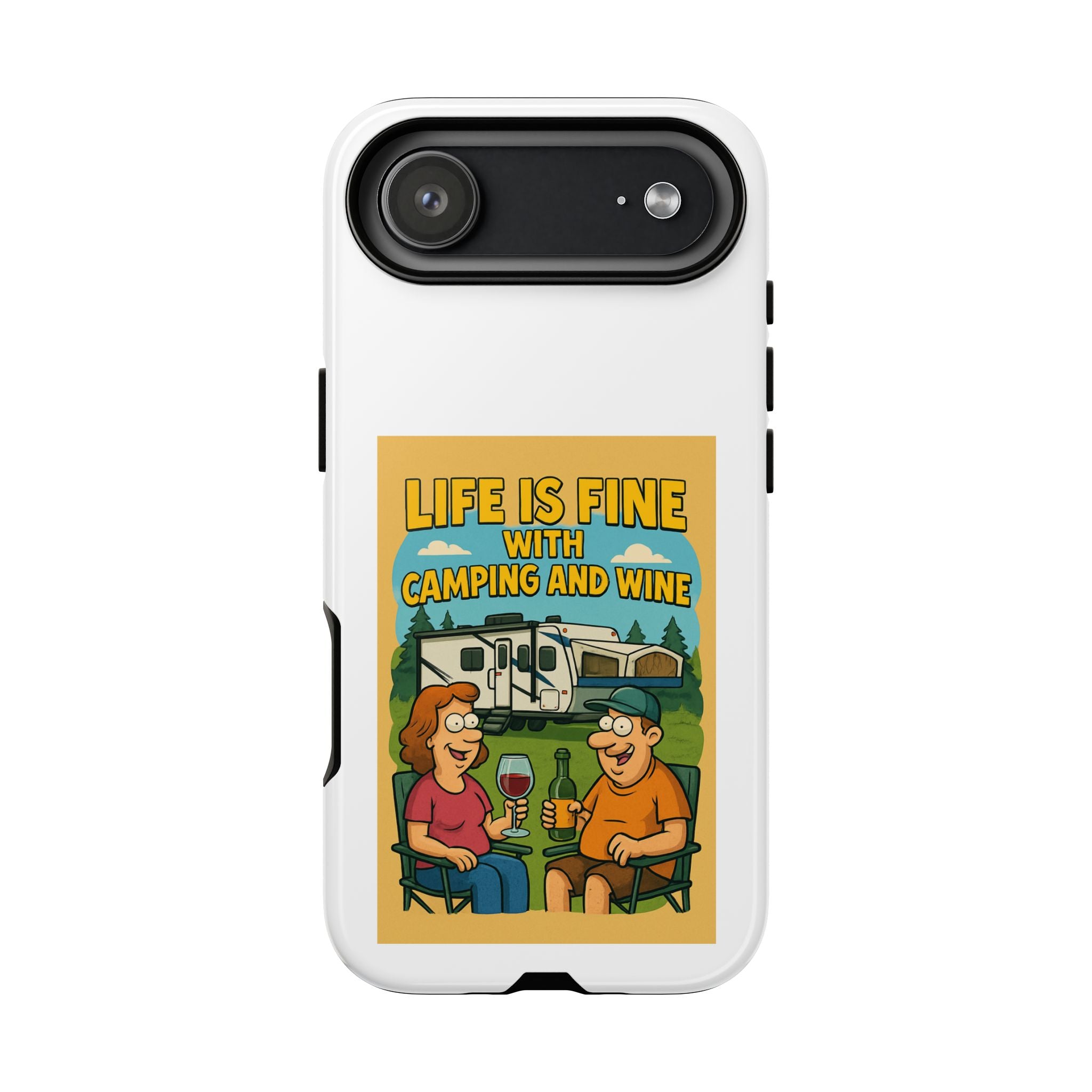 Camping & Wine Phone Case, Outdoor Adventure Accessory, Fun Gift for Campers, Summer Travel Essential, RV Lover Present