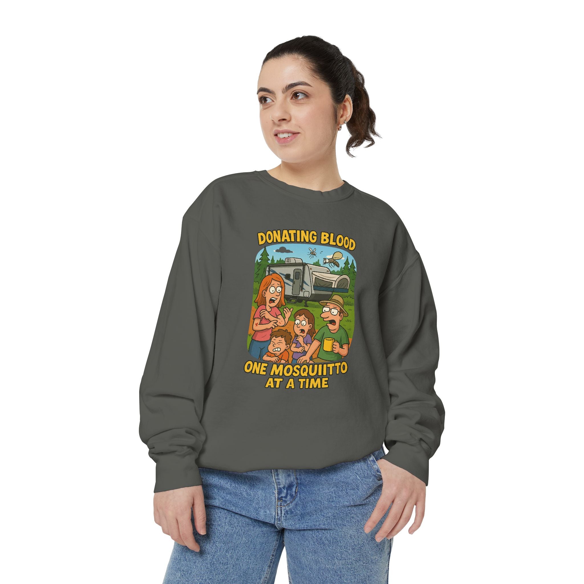 Unisex Garment-Dyed Sweatshirt - Donating Blood One Mosquito at a Time