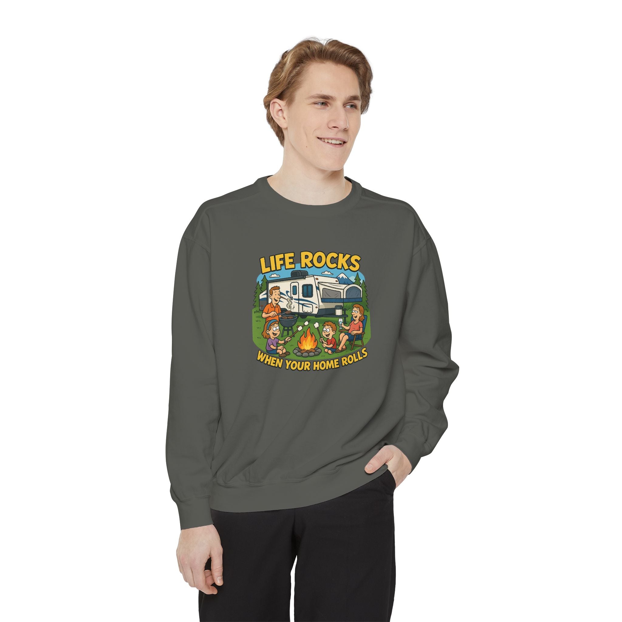 Retro Camping Sweatshirt, Life Rocks Sweater, Unisex Sweatshirt, Vintage RV Sweatshirt, Cozy Outdoor Apparel, Gift for Campers