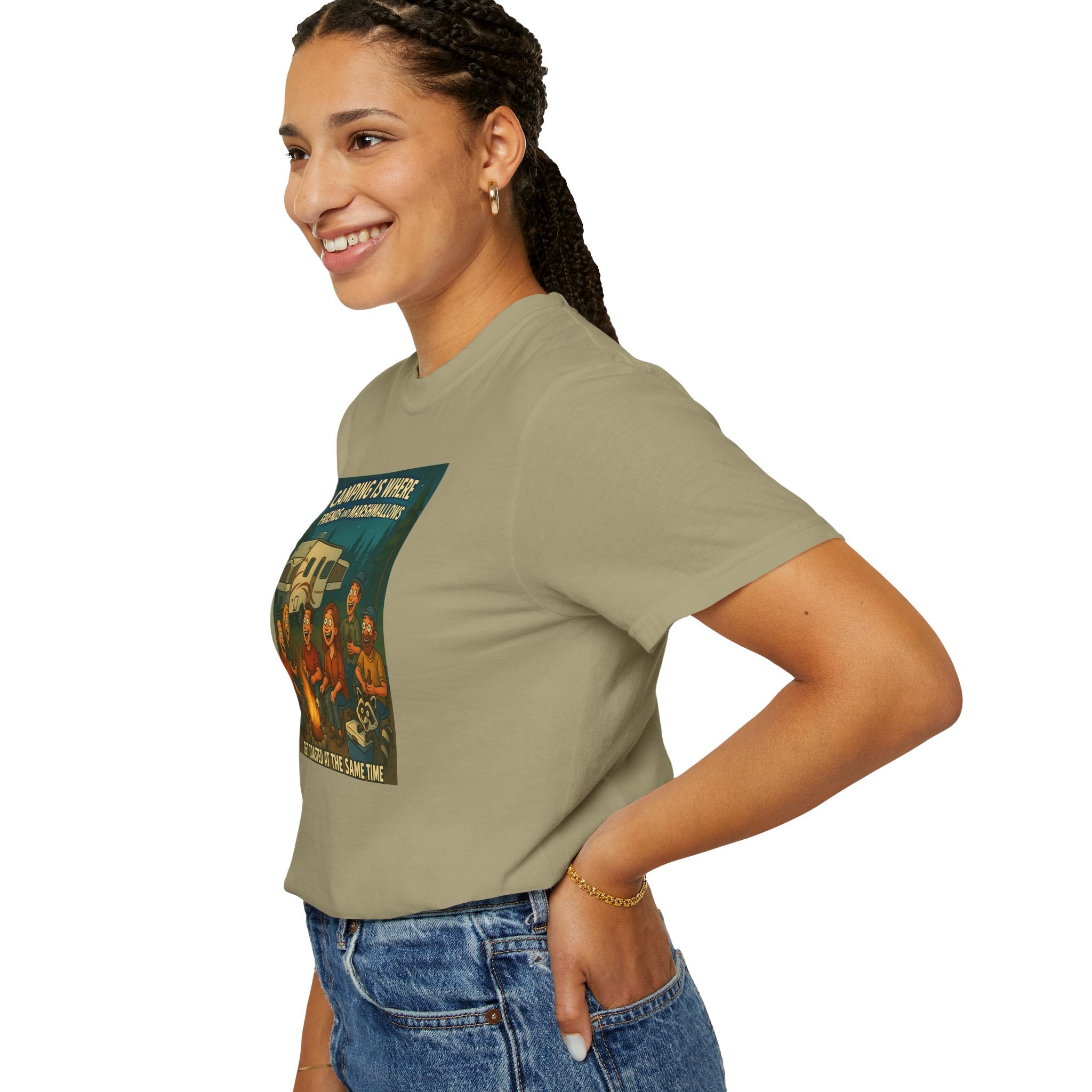 Camping T-Shirt: Get Toasted with Friends, Unisex Garment-Dyed Tee, Outdoor Adventure Shirt, Camping Gift, Summer BBQ Shirt, Family [...]