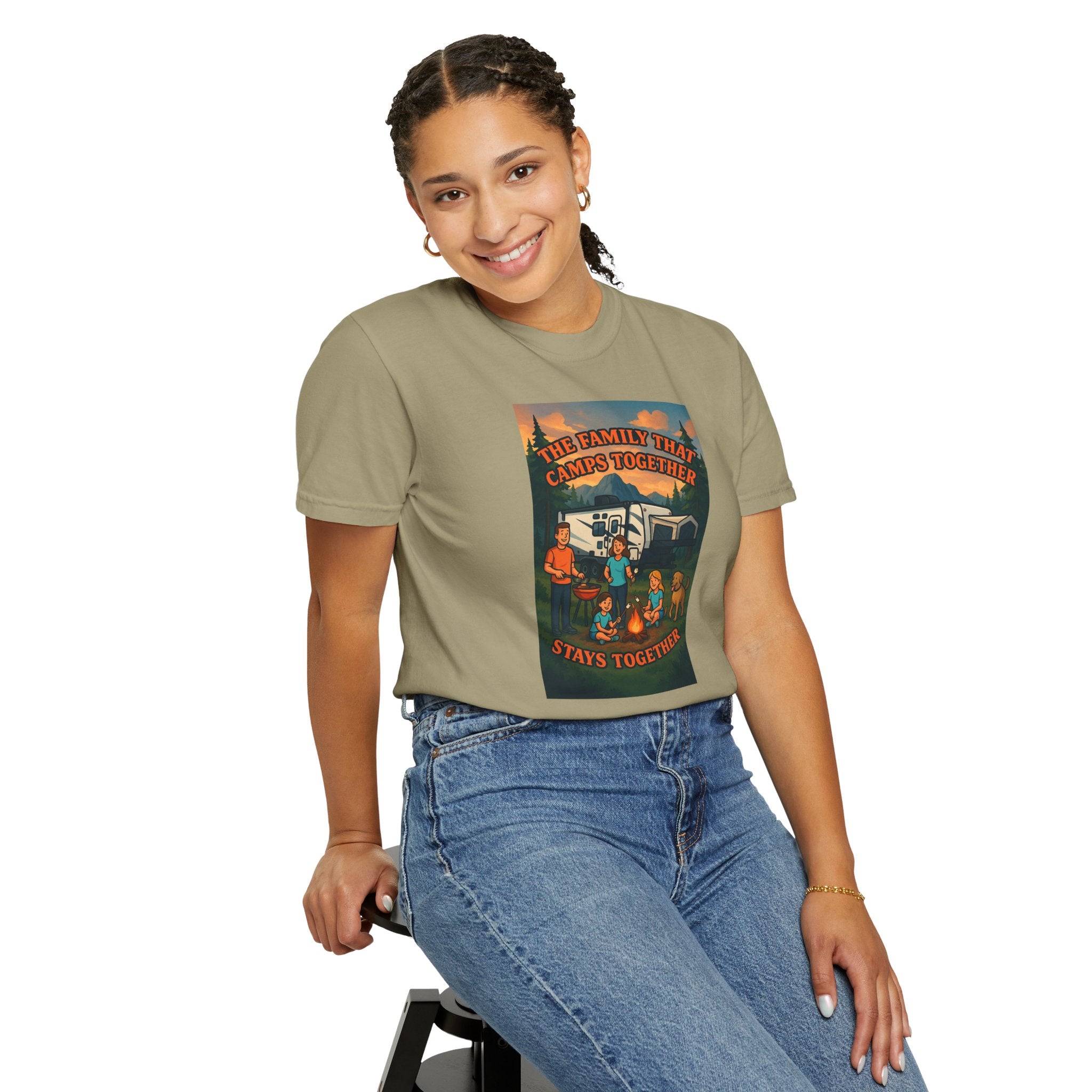 Family Camping T-shirt, Casual Outdoor Tee, Perfect for Family Gatherings, Summer Camp, Gift for Outdoor Lovers, Relaxed Fit Tee