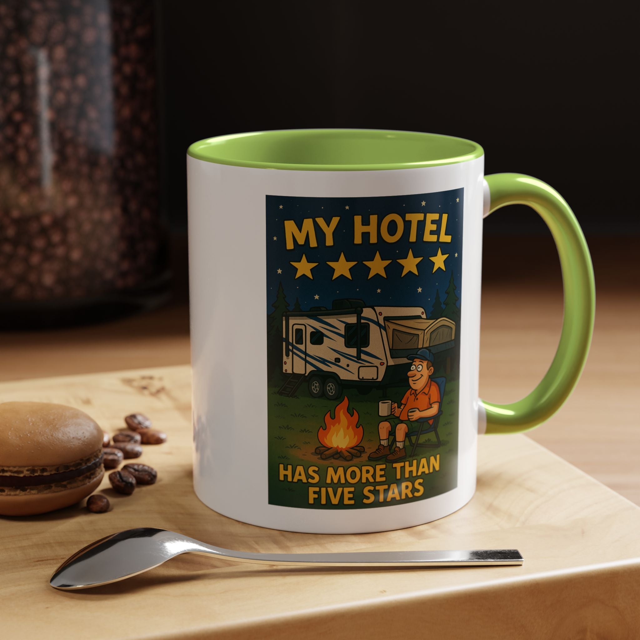 Camping-Themed Accent Coffee Mug | Perfect for RV Lovers, Campers, Travelers, Cozy Nights, Outdoor Adventures, Unique Gift Ideas