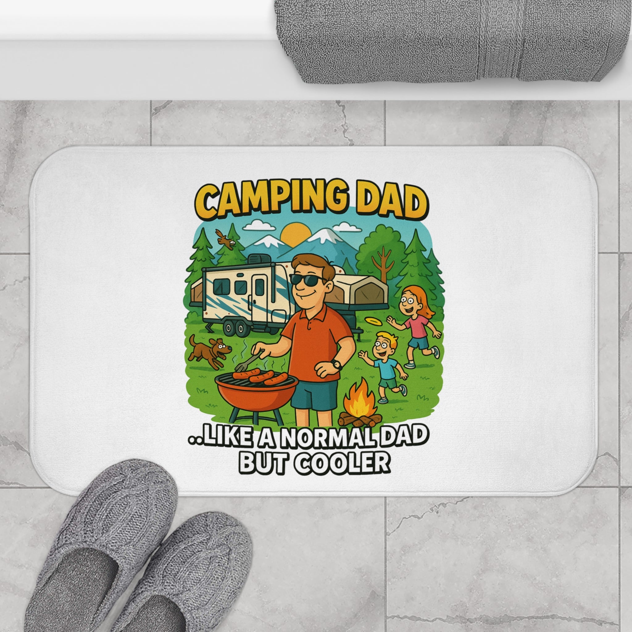 Camping Dad Bath Mat - Fun and Functional Bathroom Decor for Outdoor Enthusiasts