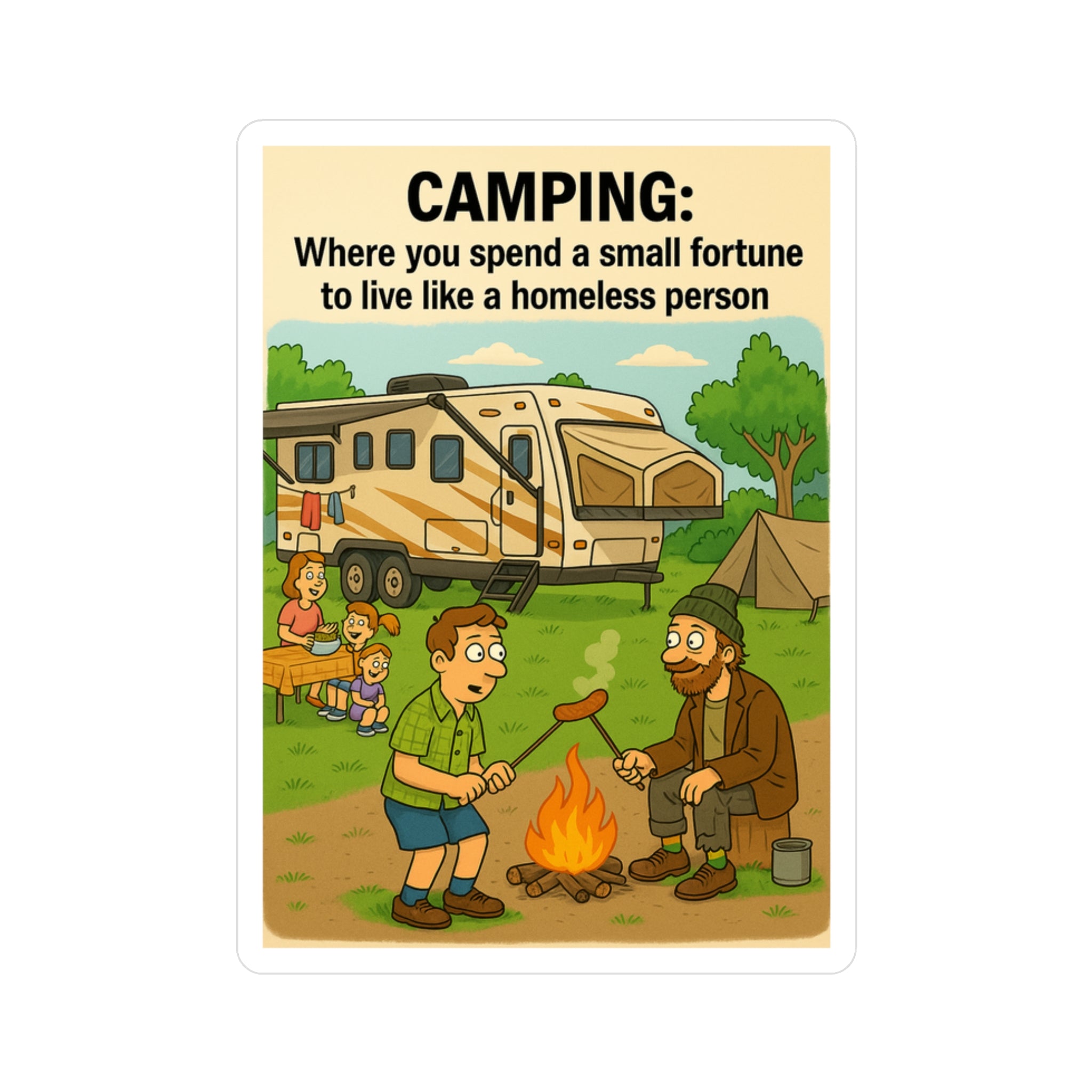 Camping Humor Vinyl Decals, Fun Outdoor Stickers for Campers, Travel Mugs, Car Accessories, Gift for Nature Lovers