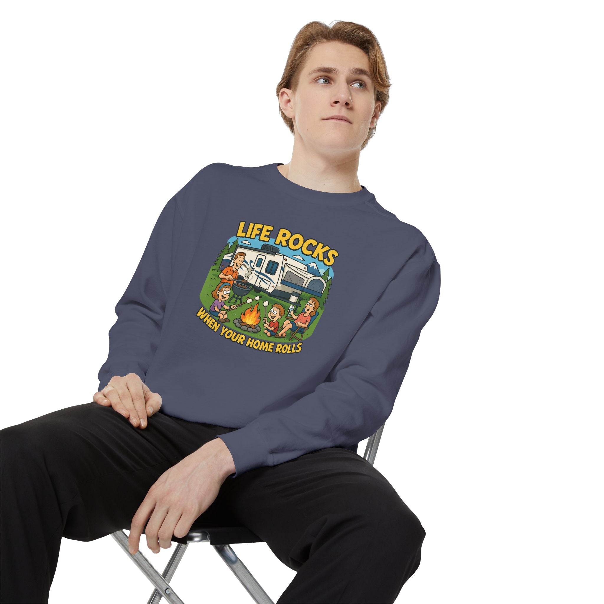 Retro Camping Sweatshirt, Life Rocks Sweater, Unisex Sweatshirt, Vintage RV Sweatshirt, Cozy Outdoor Apparel, Gift for Campers
