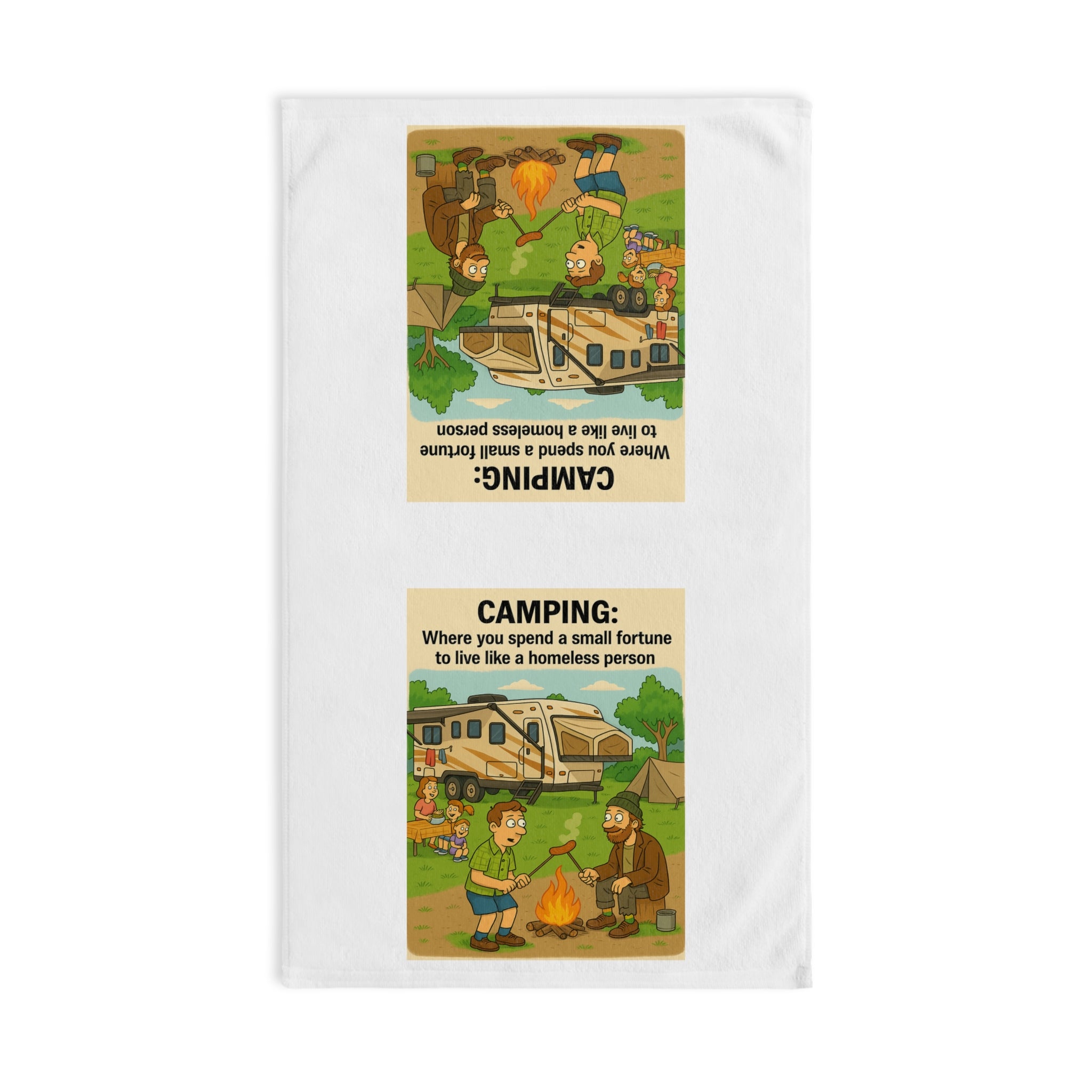 Camping Humor Hand Towel - Fun Outdoor Kitchen Towel, RV Decor, Gift for Campers, Housewarming, Camping Lovers, RV Life