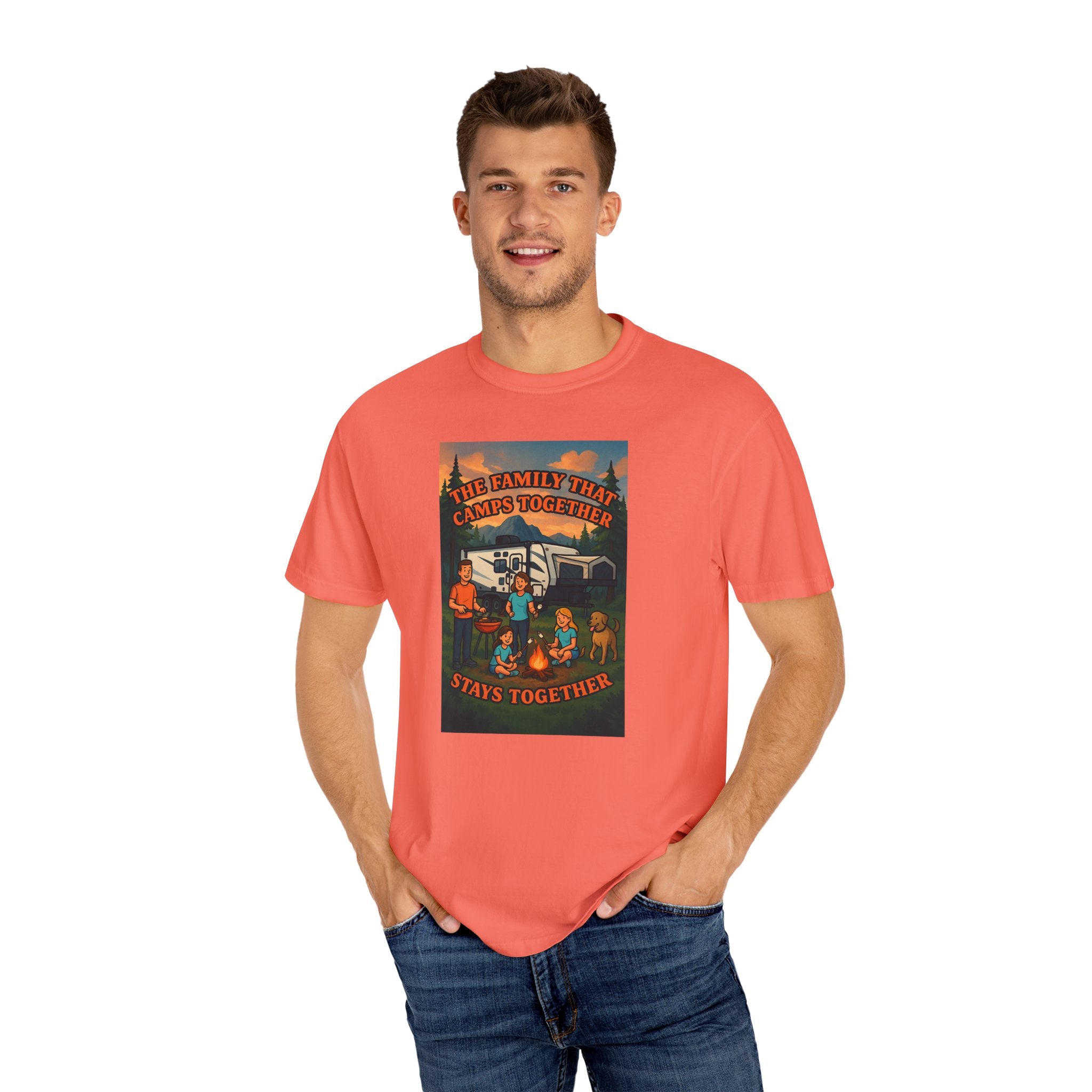 Family Camping T-shirt, Casual Outdoor Tee, Perfect for Family Gatherings, Summer Camp, Gift for Outdoor Lovers, Relaxed Fit Tee