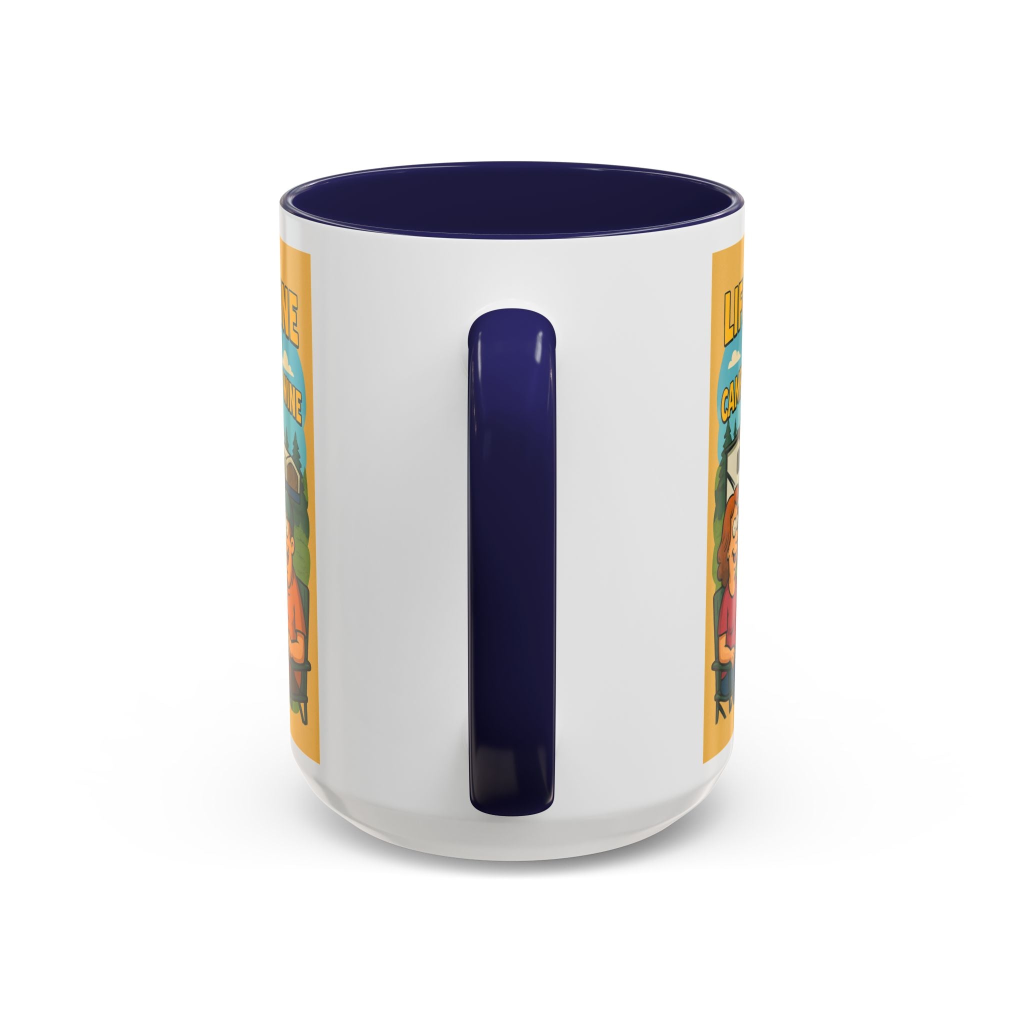 Life is fine with camping and wine Hybrid Camper Coffee Mug (11, 15oz)