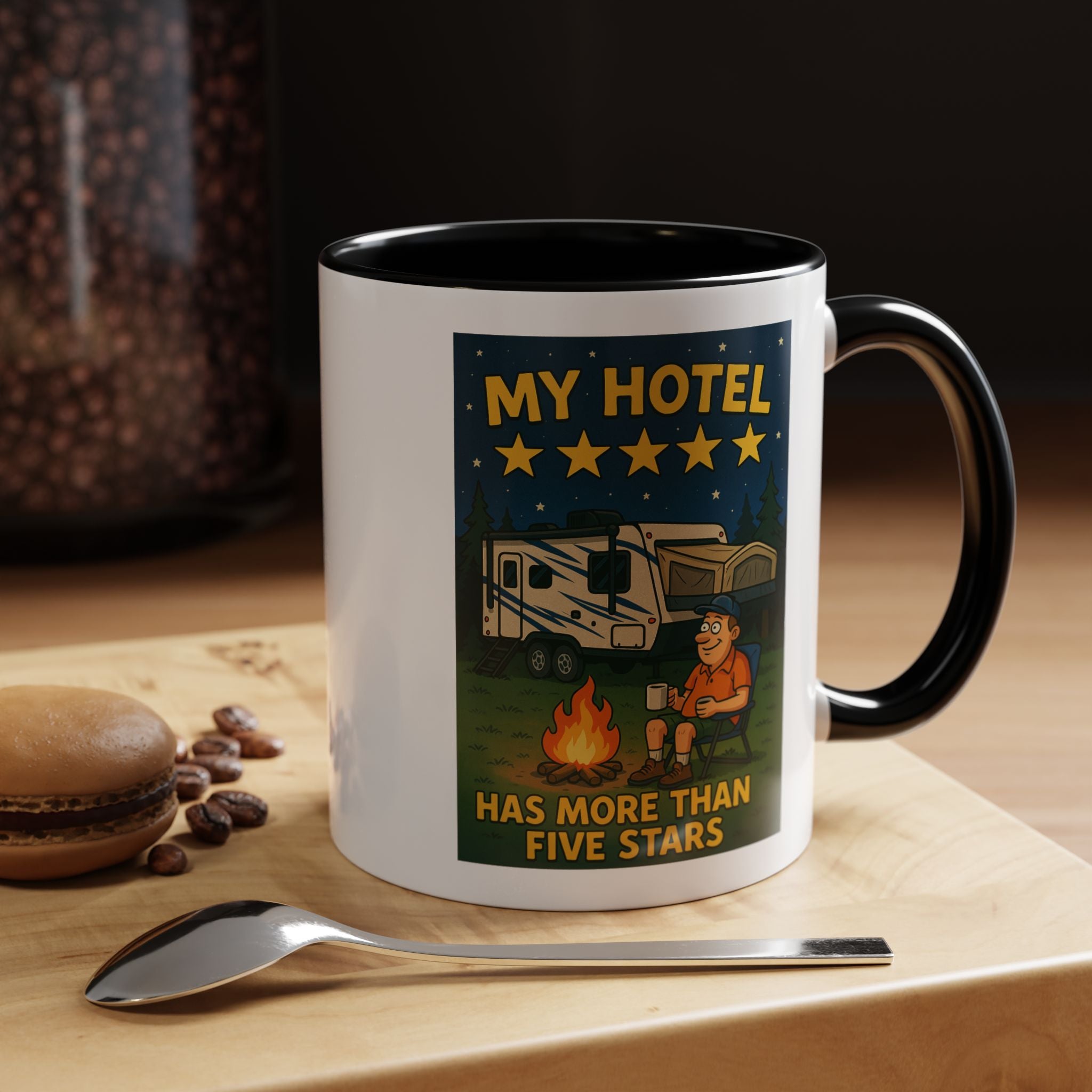 Camping-Themed Accent Coffee Mug | Perfect for RV Lovers, Campers, Travelers, Cozy Nights, Outdoor Adventures, Unique Gift Ideas