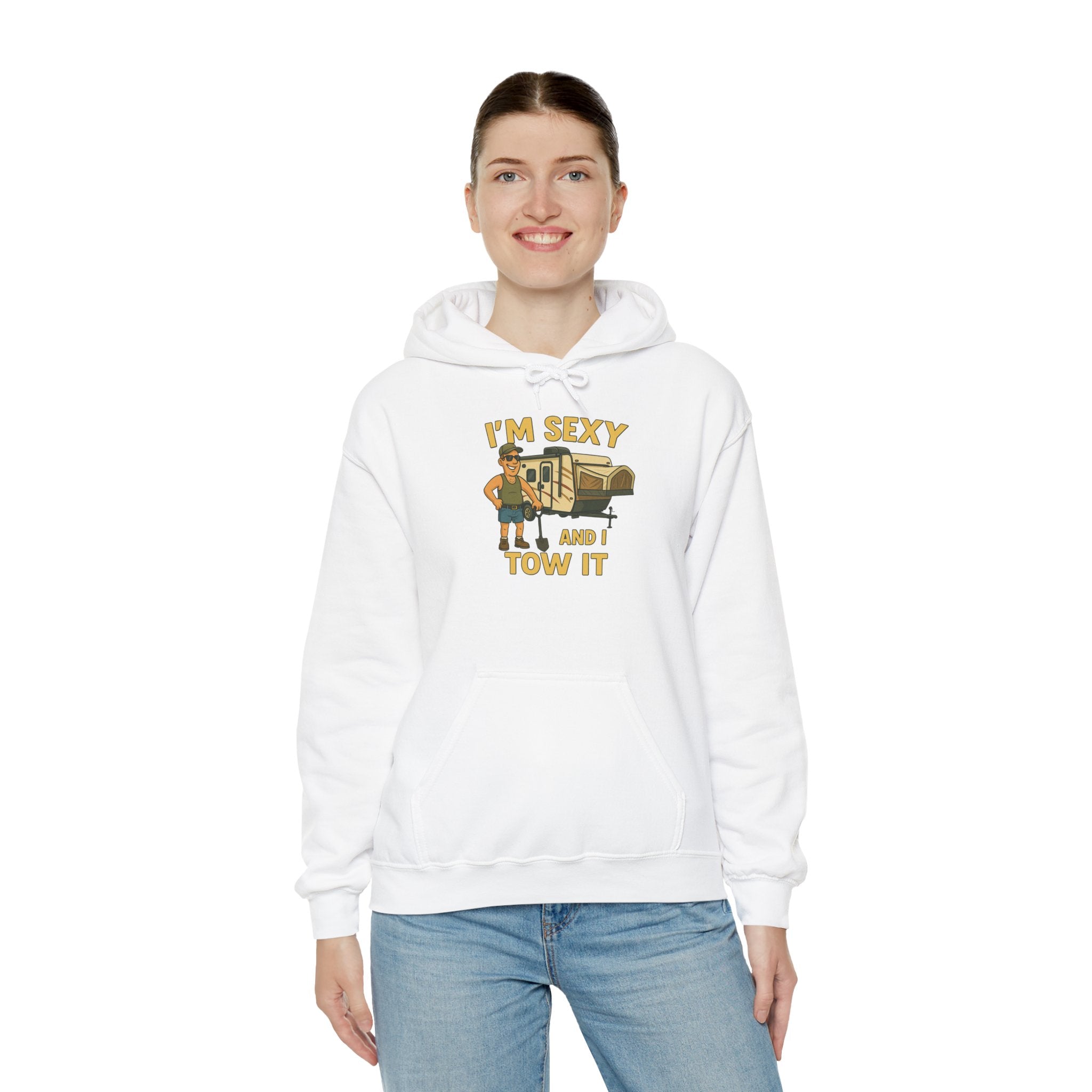 Funny Tow Truck Hoodie, Unisex Heavy Blend Sweatshirt, Gifts for Towing Enthusiasts, Quirky Casual Wear, Humor Apparel, Birthday Gift