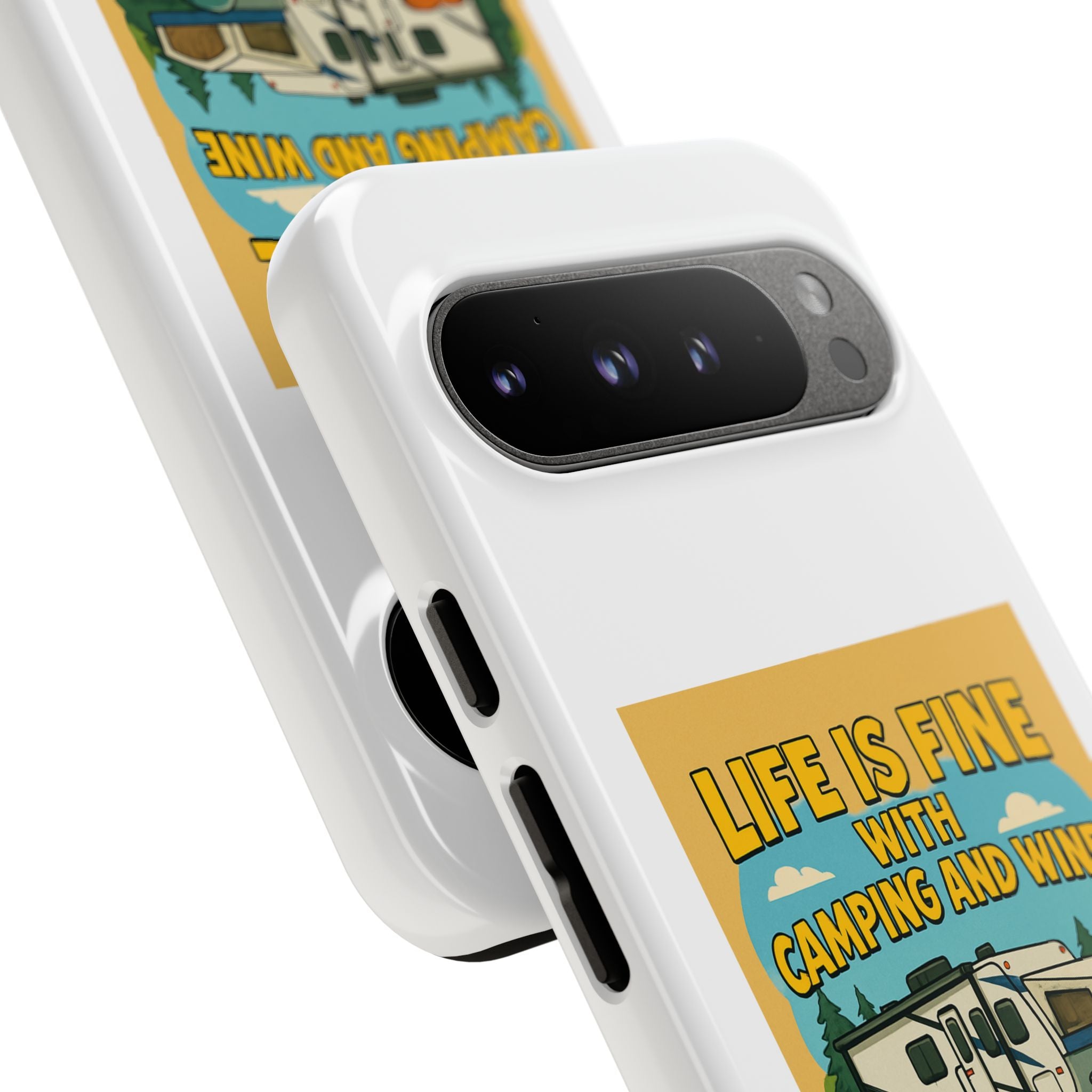 Camping & Wine Phone Case, Outdoor Adventure Accessory, Fun Gift for Campers, Summer Travel Essential, RV Lover Present