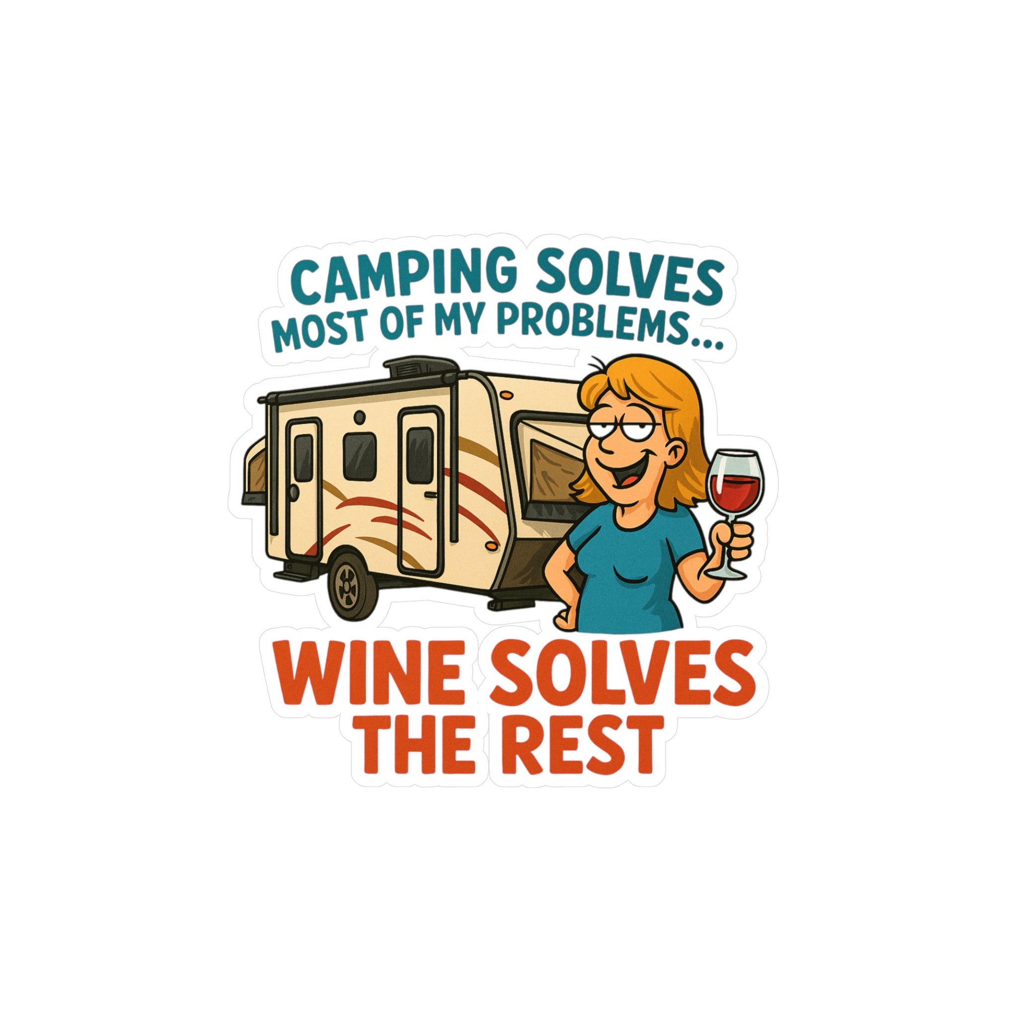 Vinyl Stickers for Camping Lovers, Fun Wine Decals, Outdoor Decor, RV Accessories, Gift for Wine Enthusiasts