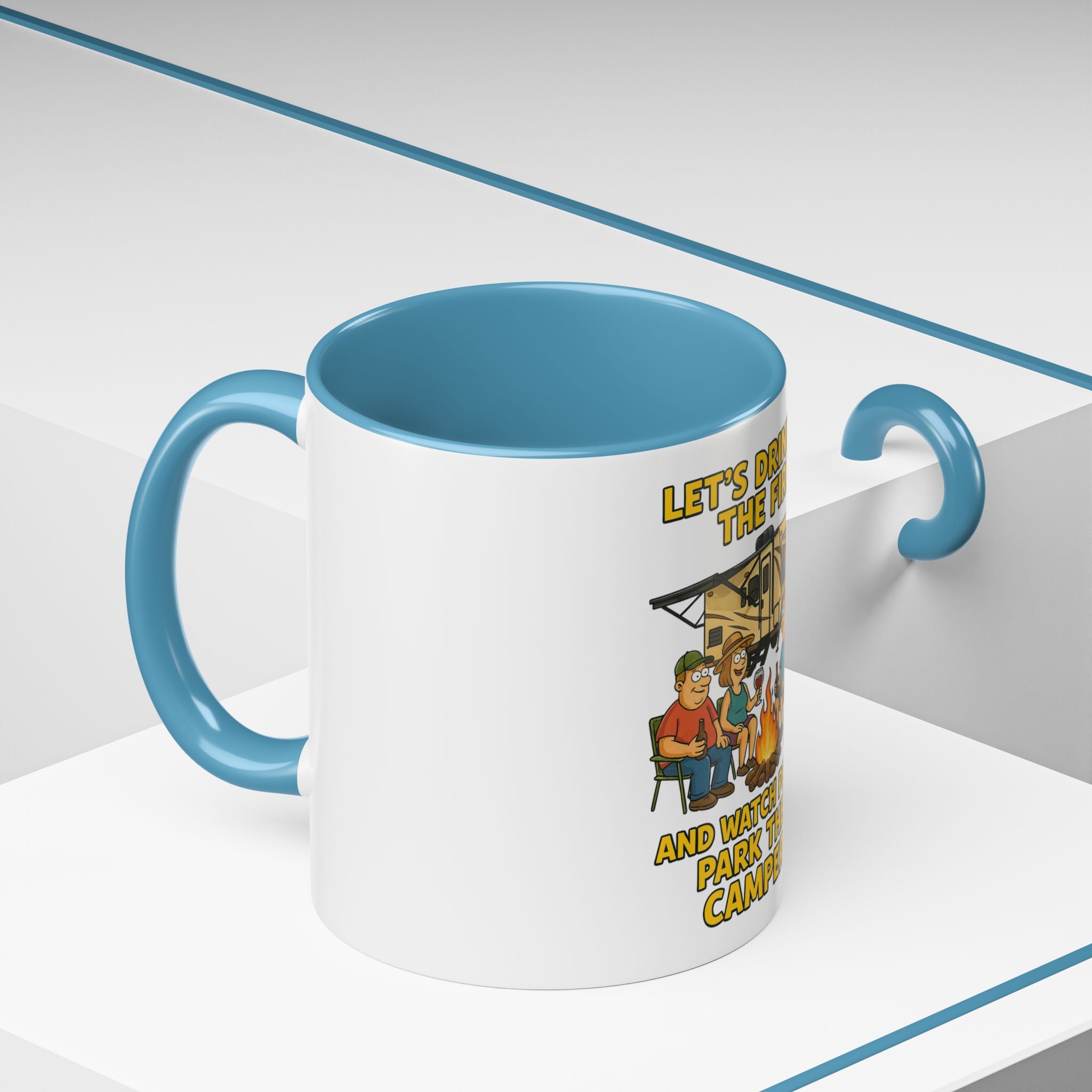 Campfire Accent Coffee Mug, Camping Gift, Outdoor Adventure Mug, RV Lovers Coffee Cup, Relaxing by the Fire