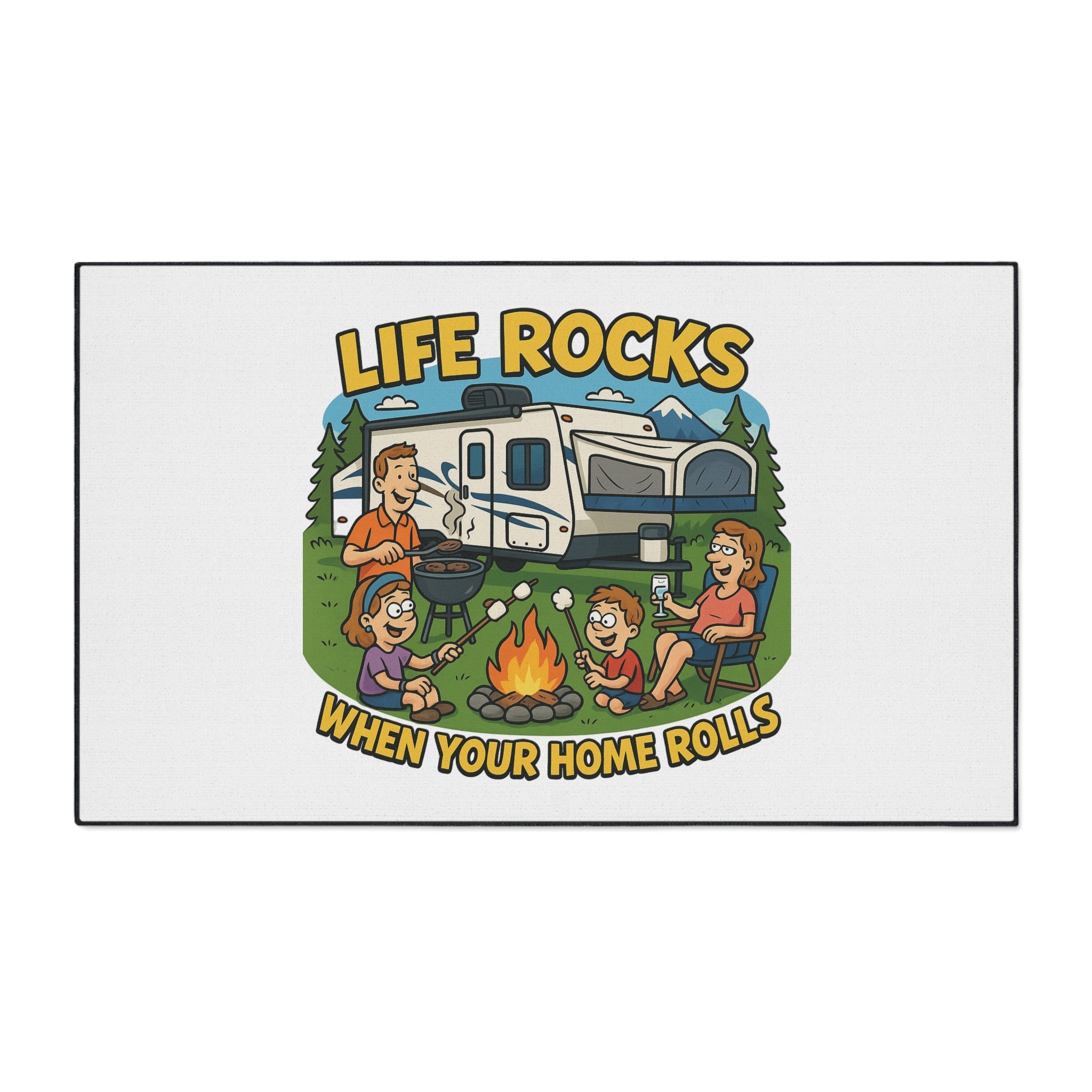 Stylish Camping Floor Mat - 'Life Rocks When Your Home Rolls' Cozy Outdoor Rug, RV Decor, Family Gathering Pad, Campfire Mat, Fun [...]