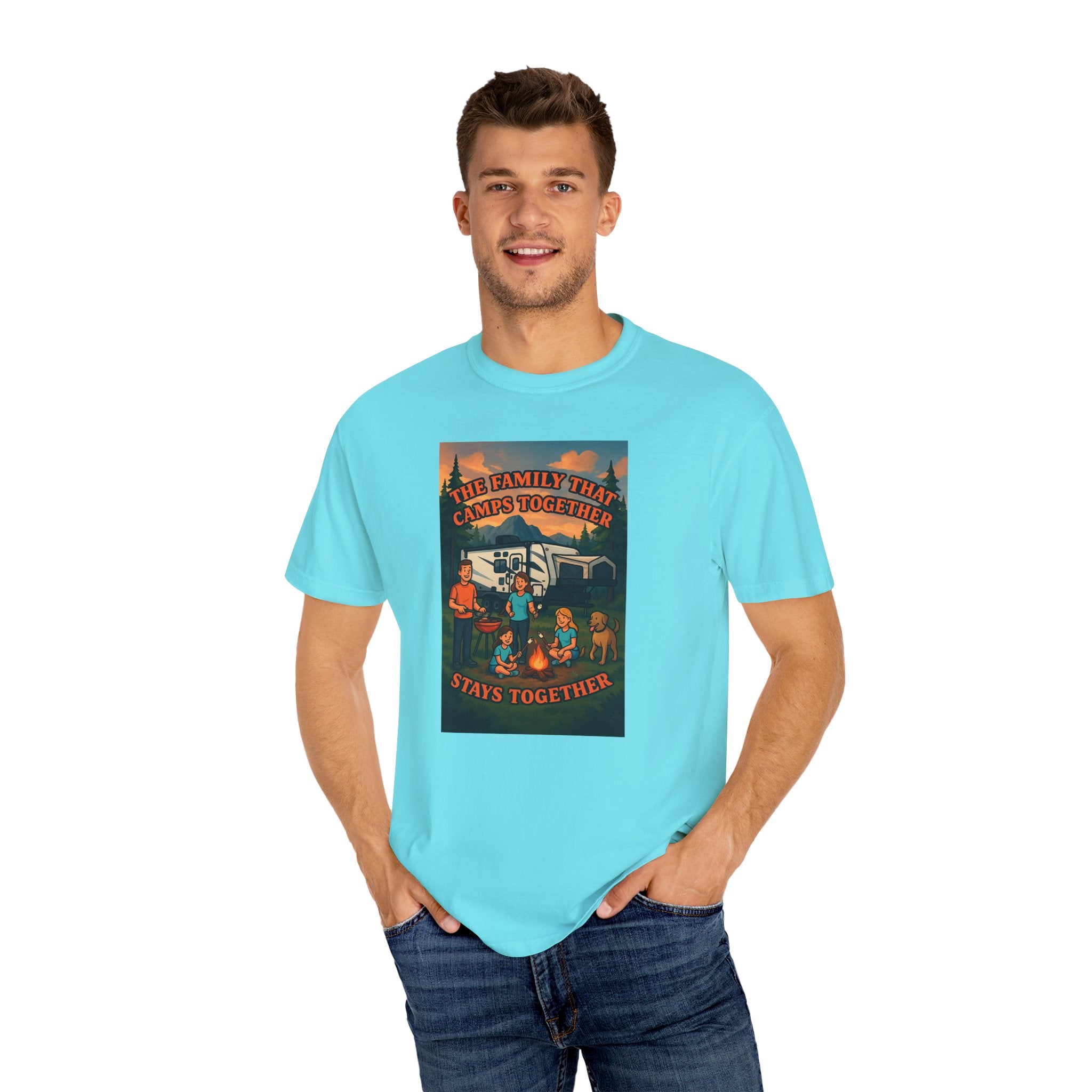 Family Camping T-shirt, Casual Outdoor Tee, Perfect for Family Gatherings, Summer Camp, Gift for Outdoor Lovers, Relaxed Fit Tee