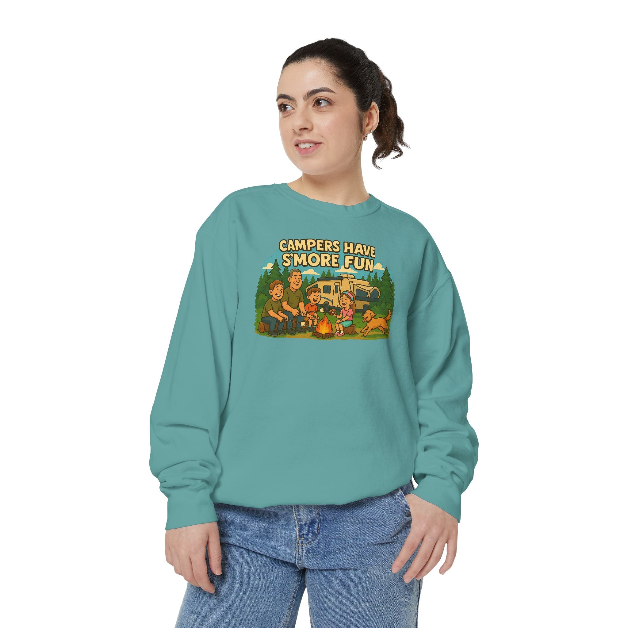 Camper Vibes Sweatshirt - Enjoy S'mores, Unisex Campfire Clothing, Perfect for Outdoor Adventures, Gift for Adventurers, Cozy Camping Attire
