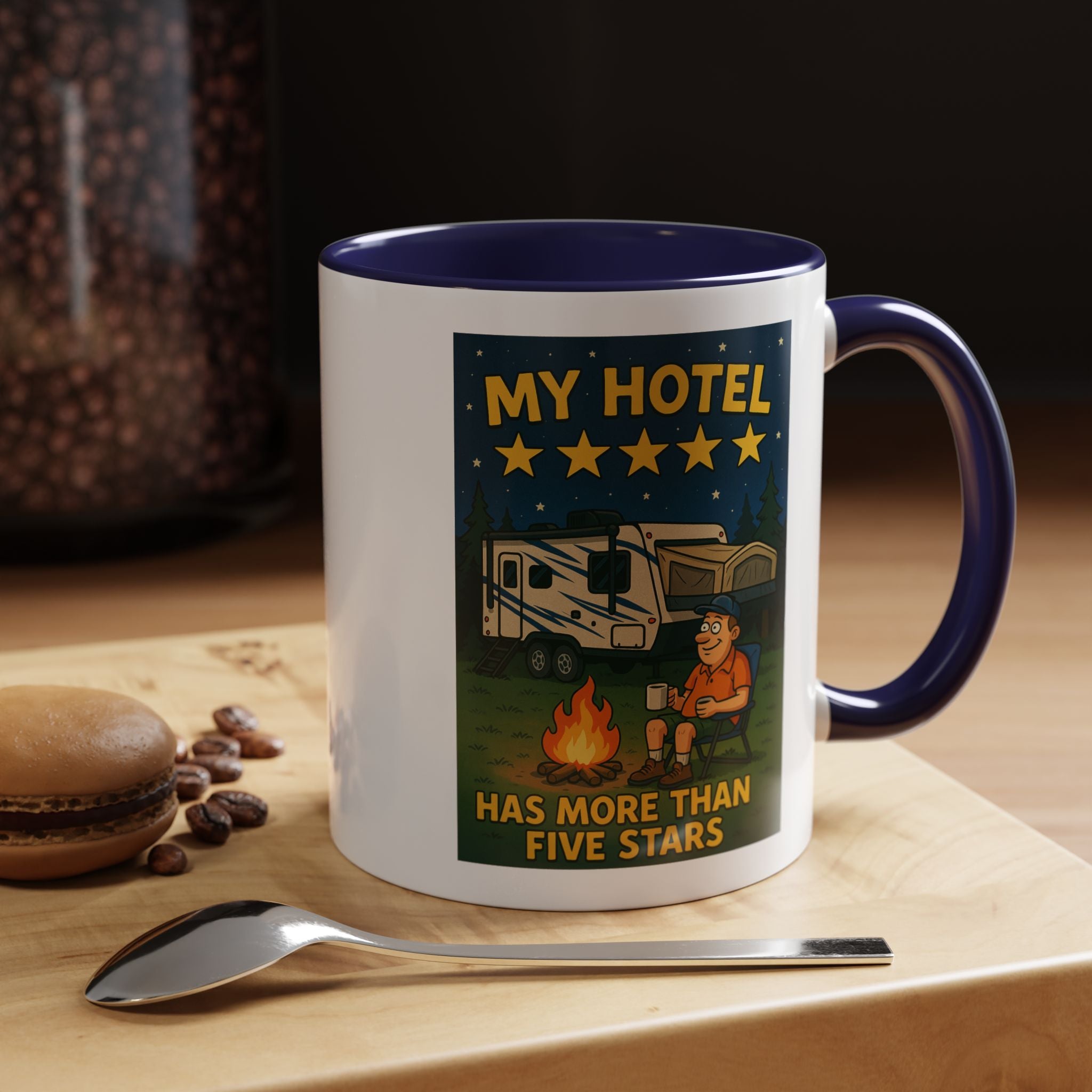 Camping-Themed Accent Coffee Mug | Perfect for RV Lovers, Campers, Travelers, Cozy Nights, Outdoor Adventures, Unique Gift Ideas