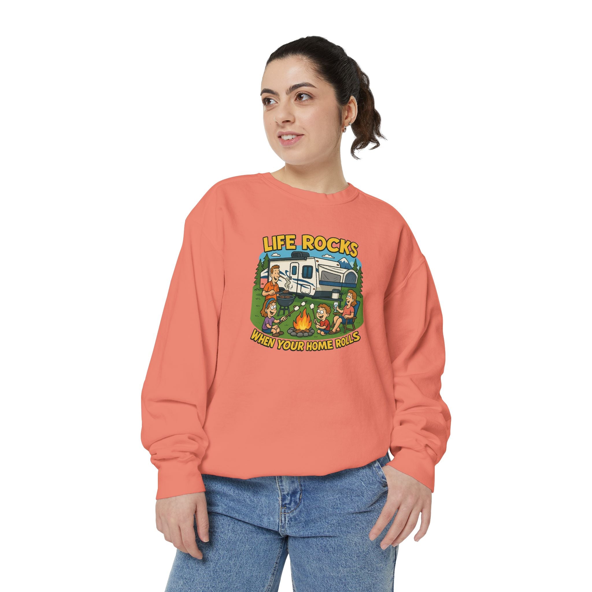 Retro Camping Sweatshirt, Life Rocks Sweater, Unisex Sweatshirt, Vintage RV Sweatshirt, Cozy Outdoor Apparel, Gift for Campers