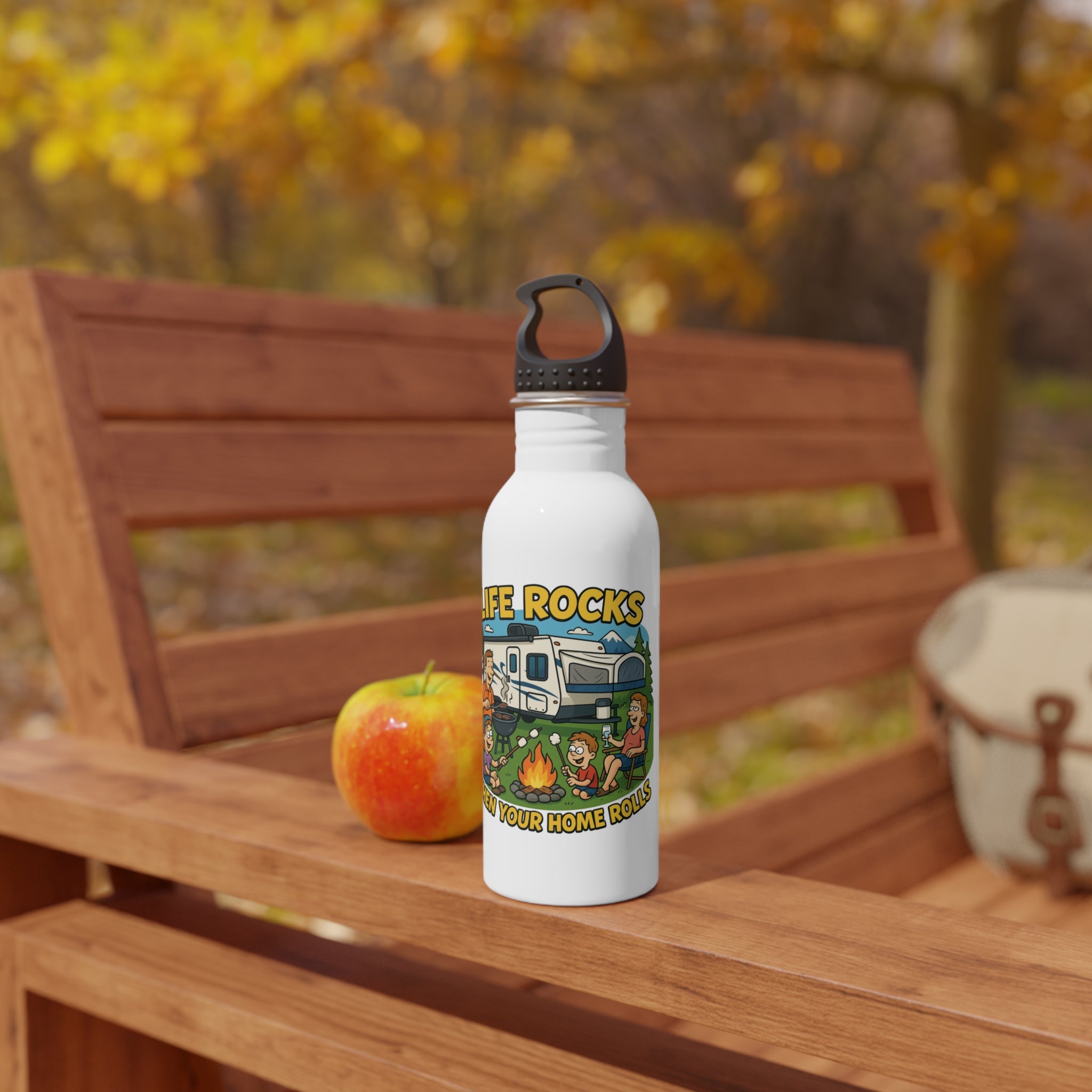 Adventure Spirit Stainless Steel Water Bottle | RV Life, Camping Gear, Traveler Gift, Outdoor Fun, Hydration Companion