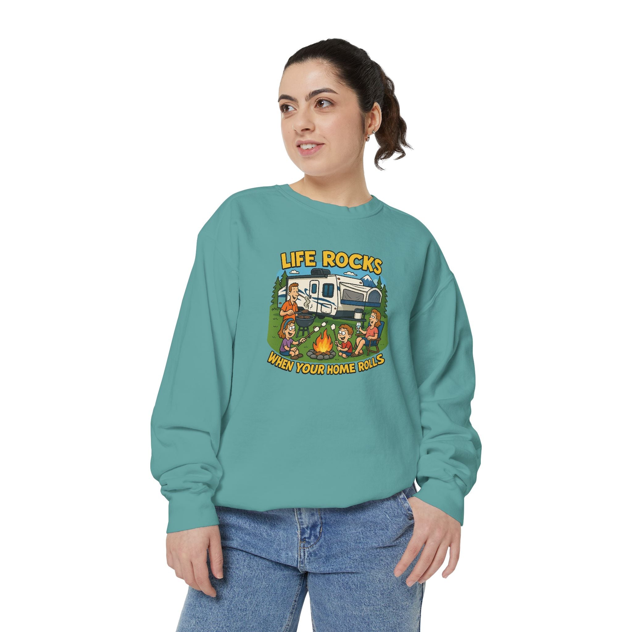 Retro Camping Sweatshirt, Life Rocks Sweater, Unisex Sweatshirt, Vintage RV Sweatshirt, Cozy Outdoor Apparel, Gift for Campers