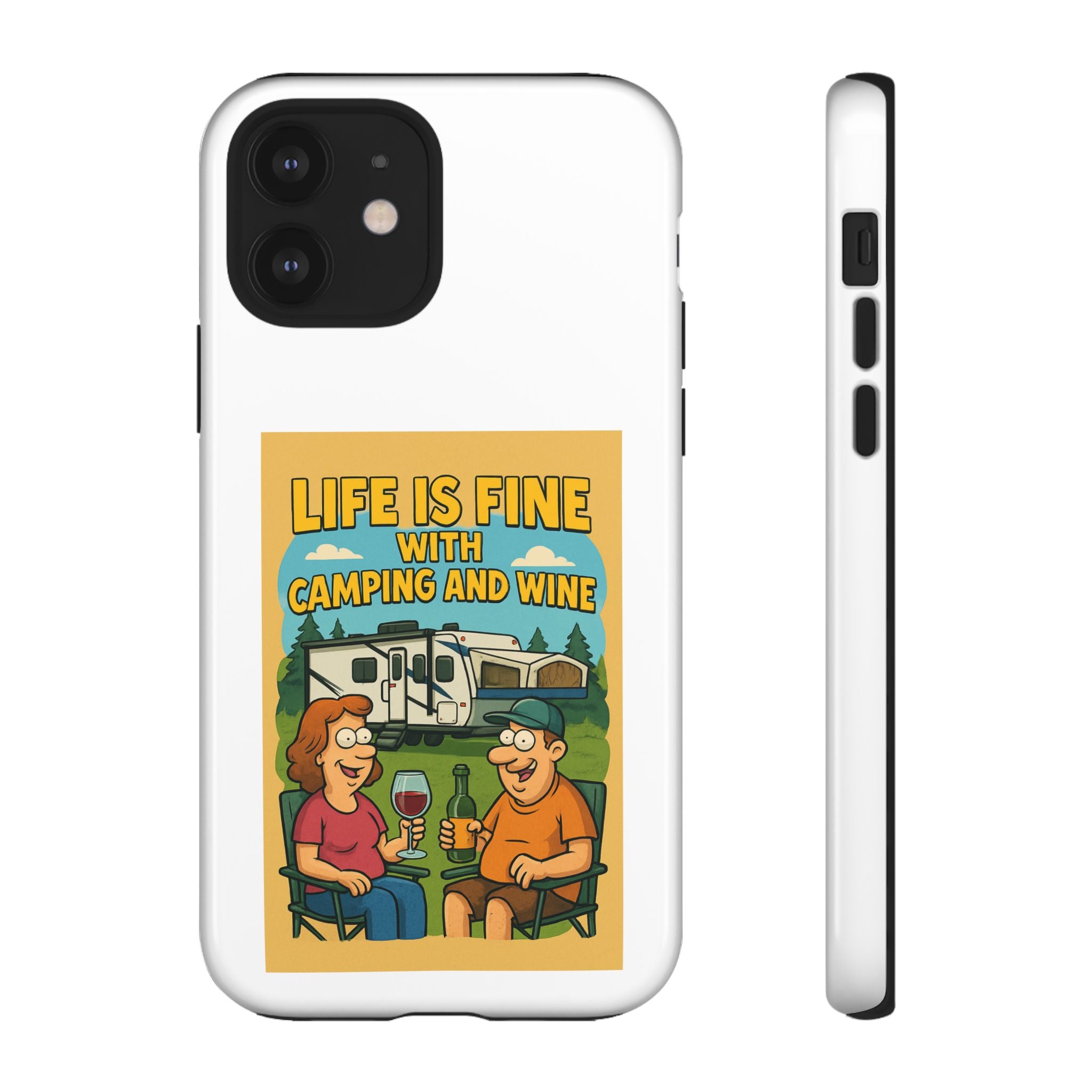 Camping & Wine Phone Case, Outdoor Adventure Accessory, Fun Gift for Campers, Summer Travel Essential, RV Lover Present