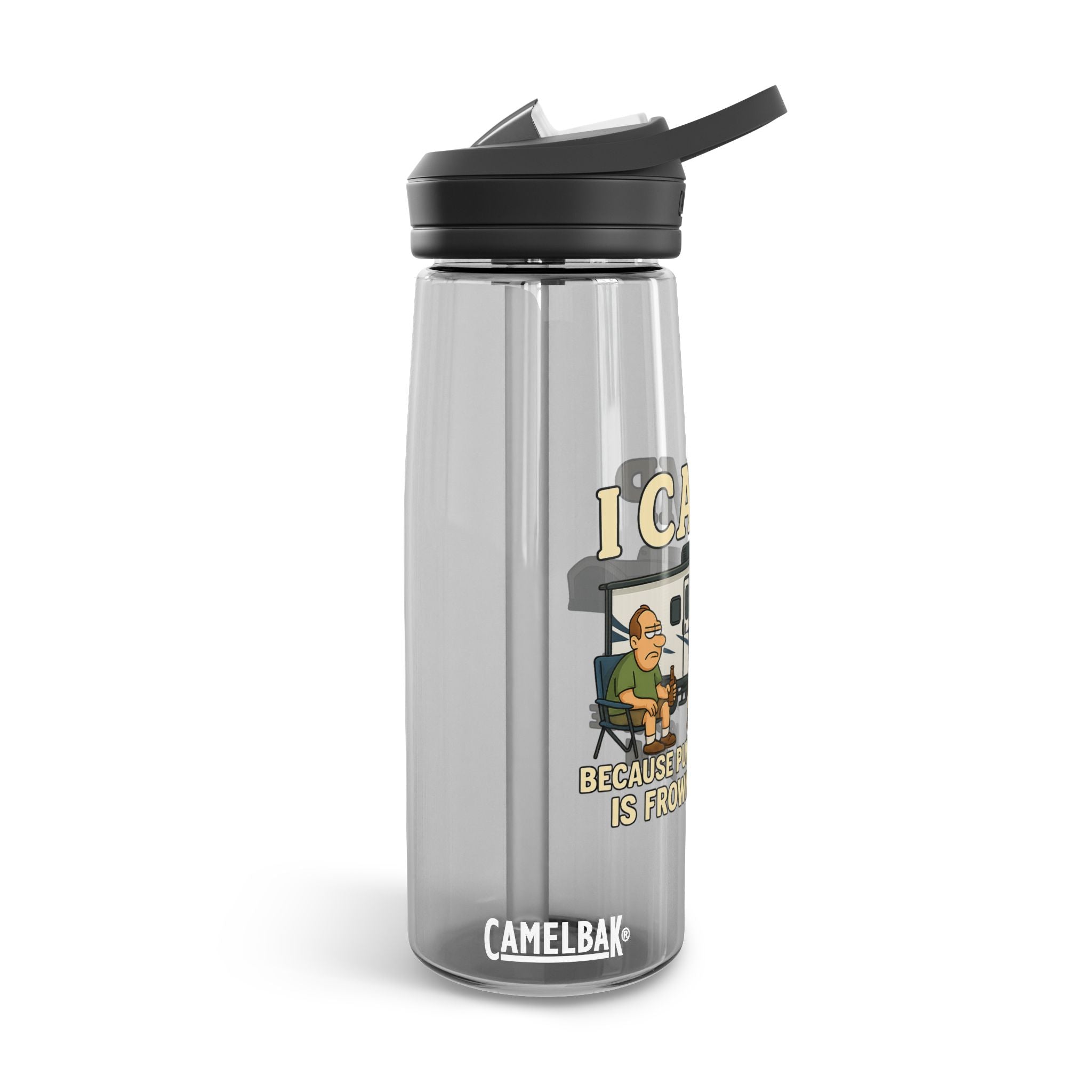 Funny Camping Water Bottle - I Camp Because Punching People is Frowned Upon